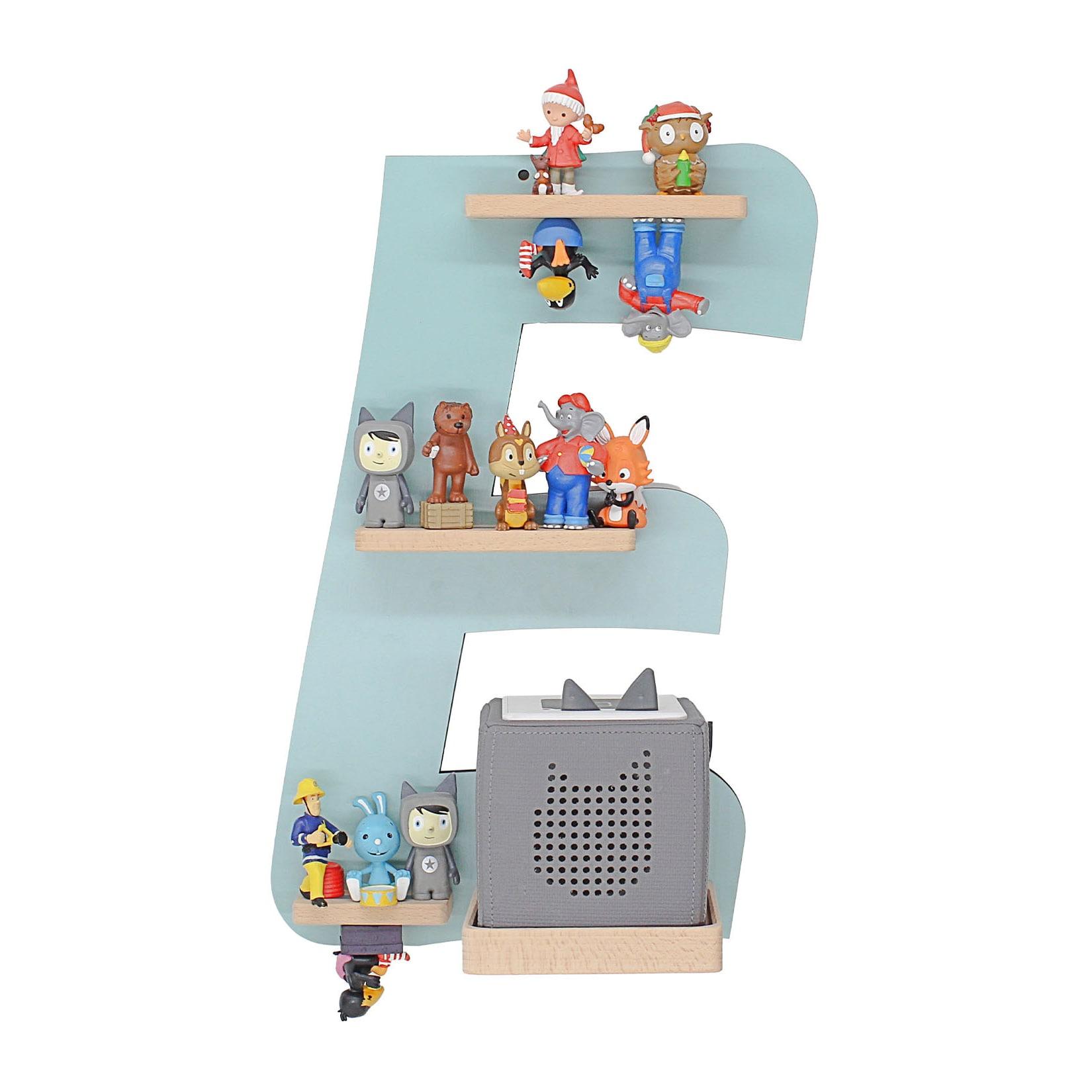 Boarti Kinderregal Buchstabe E HäNgend FüR Toniebox Und Tonie Figuren Platzsparendes Regal H. 47 X B. 32 X T. 19 Wandregal Musikbox Und Figuren Aufbewahrung MagneteinsäTzen Aufbewahrungsregal Holz