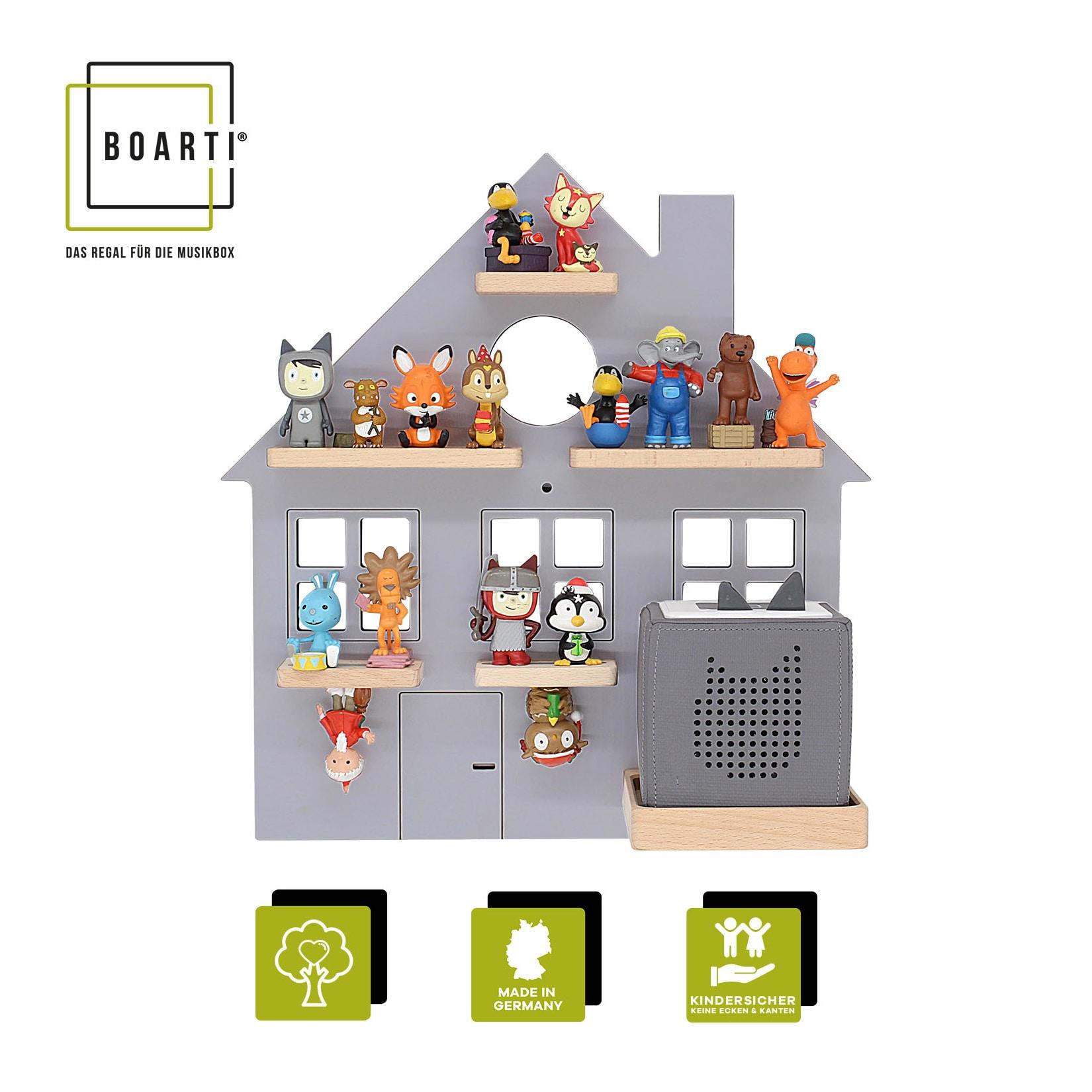Boarti Kinderregal Haus HäNgend FüR Toniebox Und Tonie Figuren Platzsparendes Regal H. 44 X B. 42 X T. 19 Cm Wandregal FüR Musikbox Und Figuren Aufbewahrung MagneteinsäTzen Aufbewahrungsregal Holz