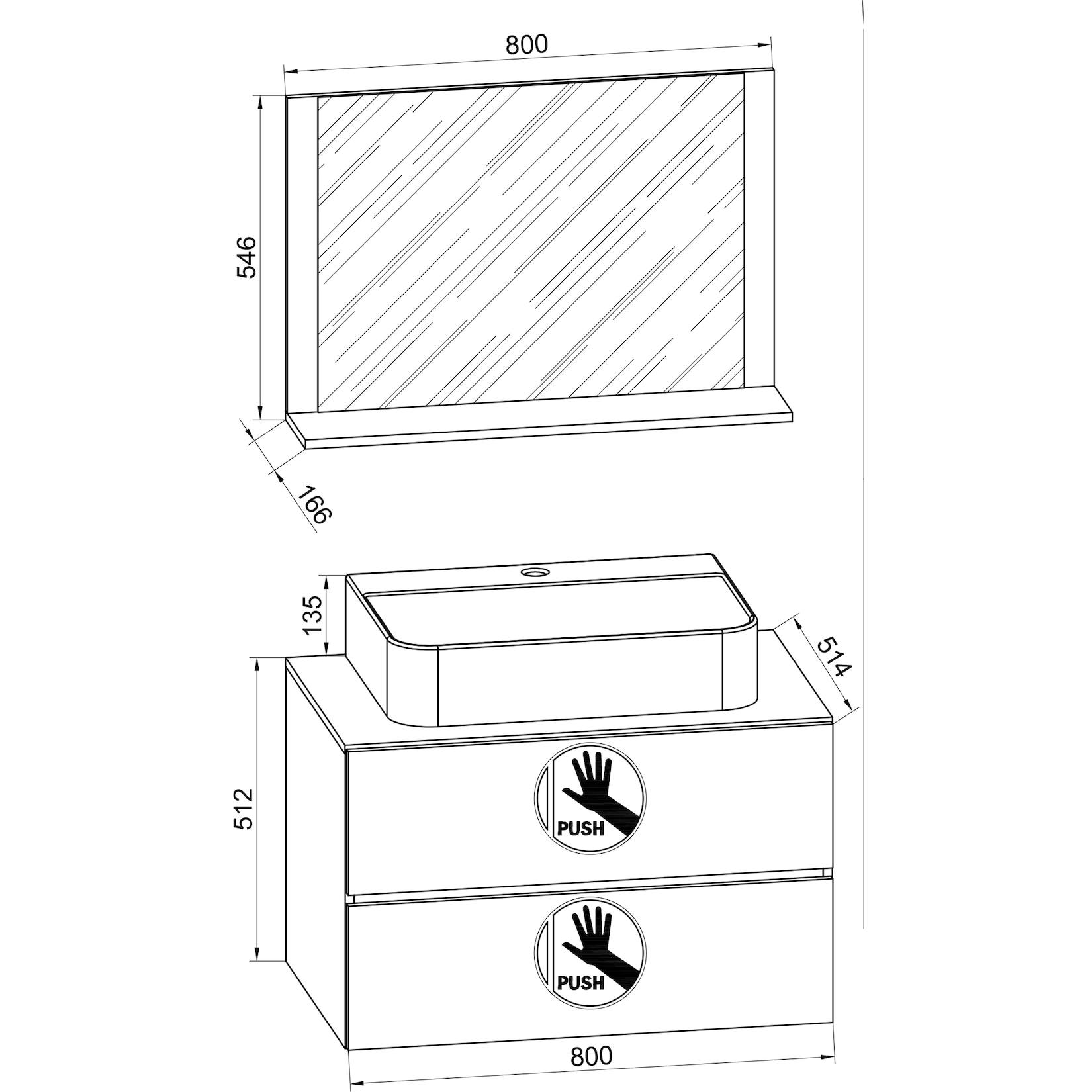Vcm 3-Tlg. Waschplatz Waschtisch Waschbecken Unterschrank Breite 60 Cm BadmöBel Set Mit Schubladen Spiegel Lendas