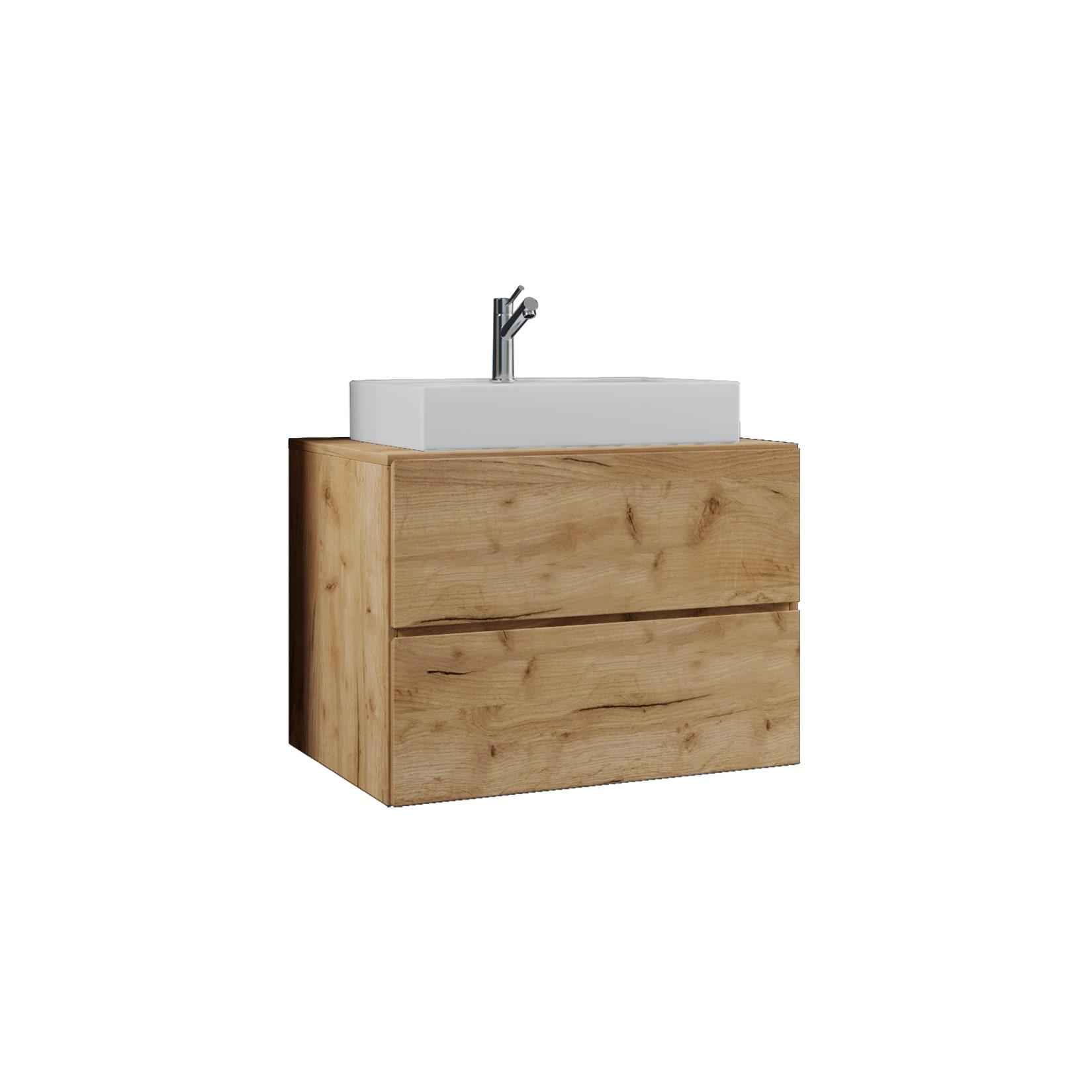 Vcm 2-Tlg. Waschplatz Waschtisch Waschbecken Unterschrank Breite 80 Cm BadmöBel Set Mit Schubladen Lendas