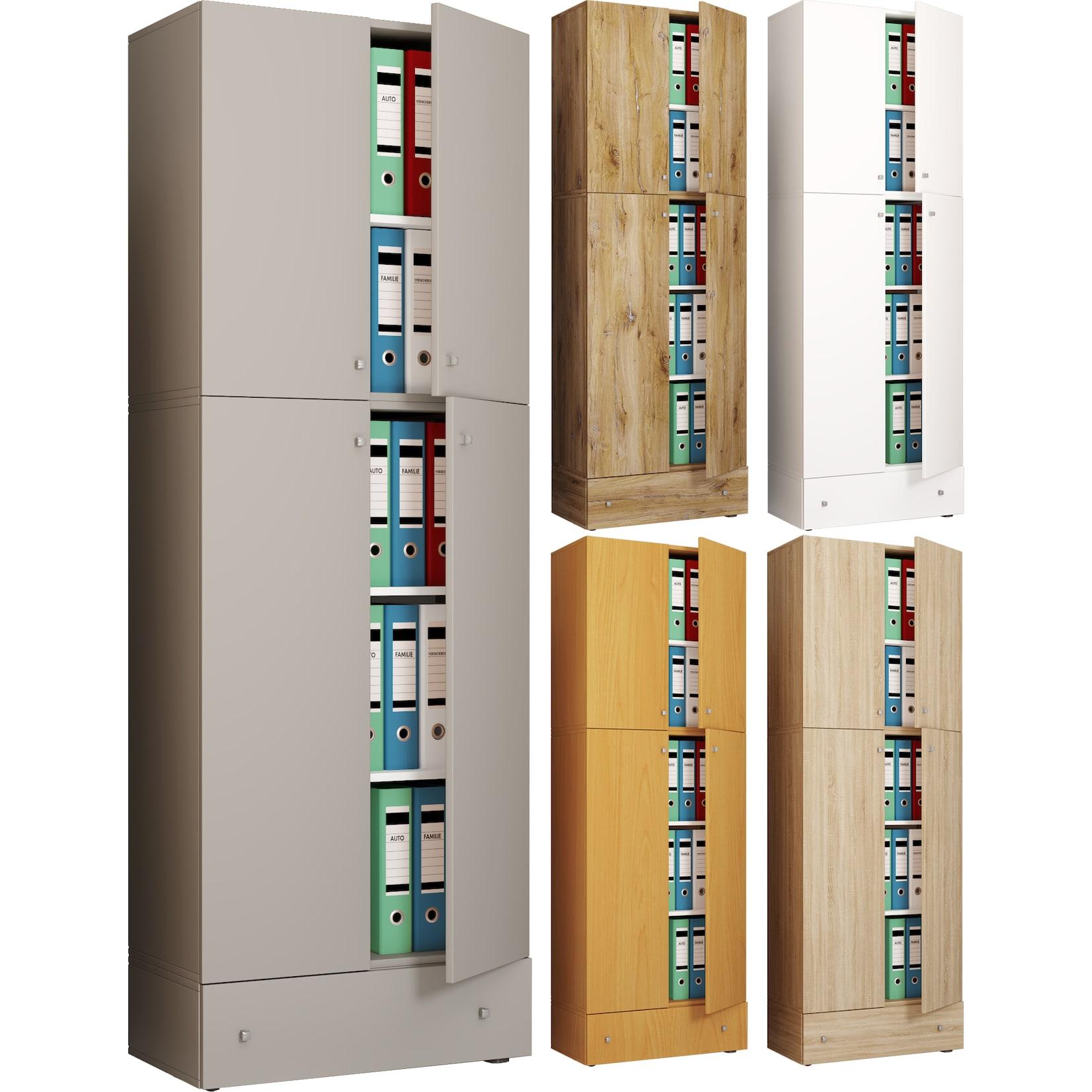 Vcm XXL BüRoschrank Mit 5 FäChern Und Einer Schublade Moderner Aktenschrank Mit DrehtüRen MaßE Ca. H. 200 X B. 70 X T. 39 Cm – Lona 5-Fach