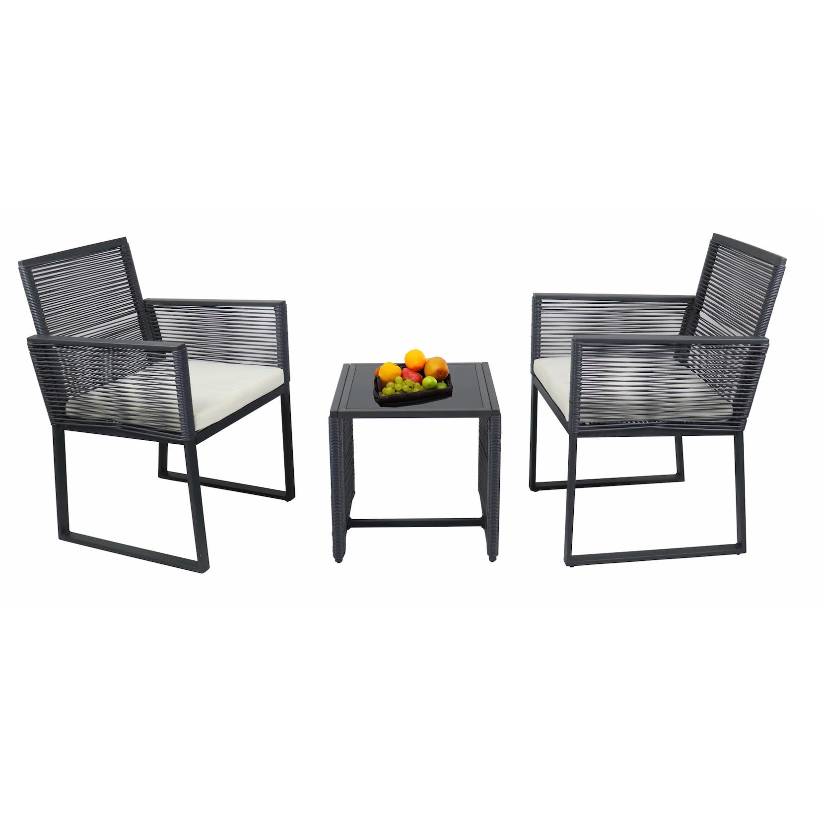 Vcm 3-Teilig GartenmöBel Set, 2 Loungesessel Mit Auflagen & Tisch 45X45 Cm, Metall & Polyrattan Optik, Outdoor Geeignet FüR Balkon & Terrasse - Fidola
