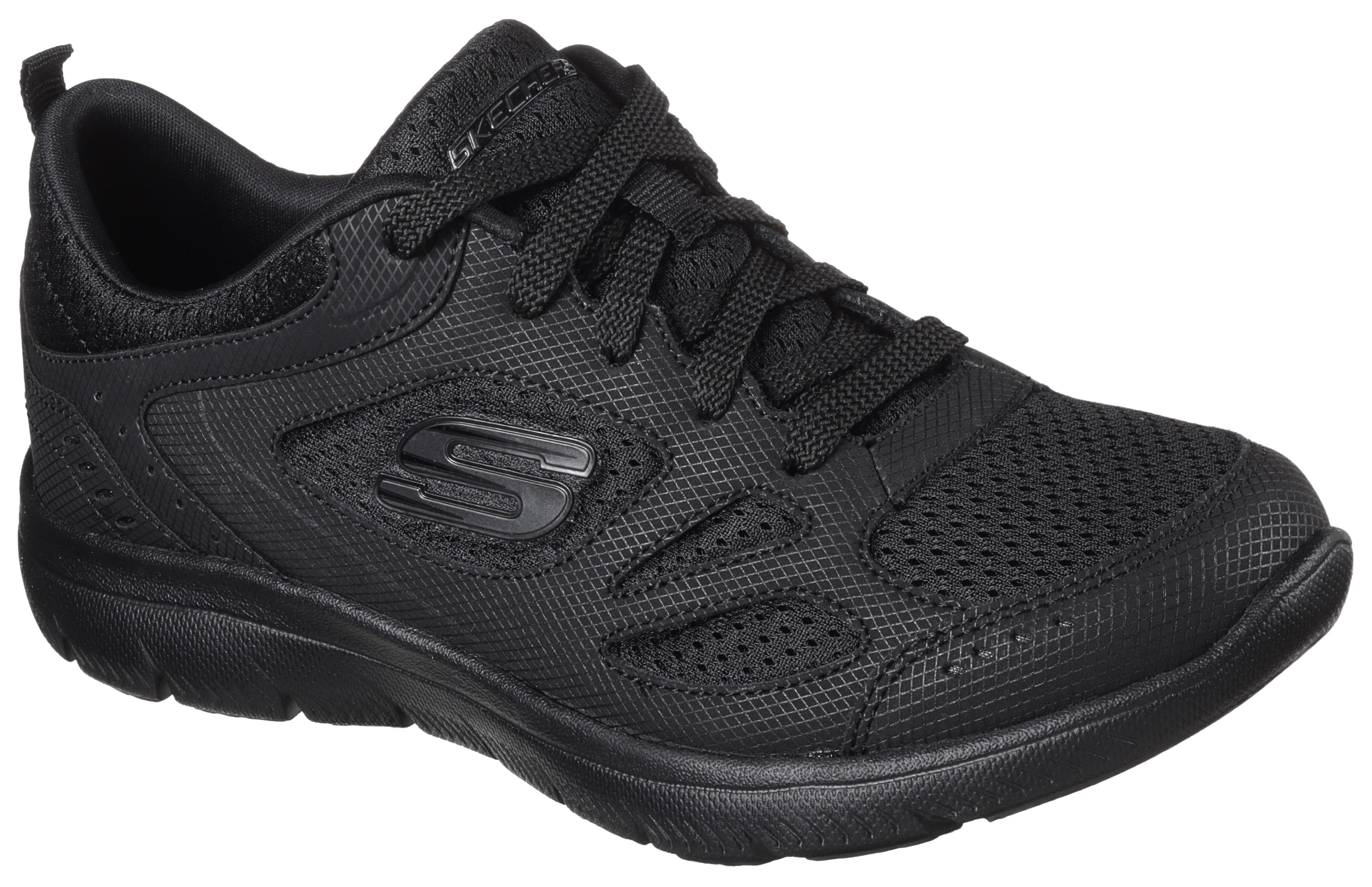 Sneaker Skechers "SUMMITS-SUITED", Damen, Gr. 39, Schwarz, Leder, Textil, Schuhe Sneaker, Freizeitschuh, Trainingsschuh, SchnüRschuh Mit Weicher Polsterung
