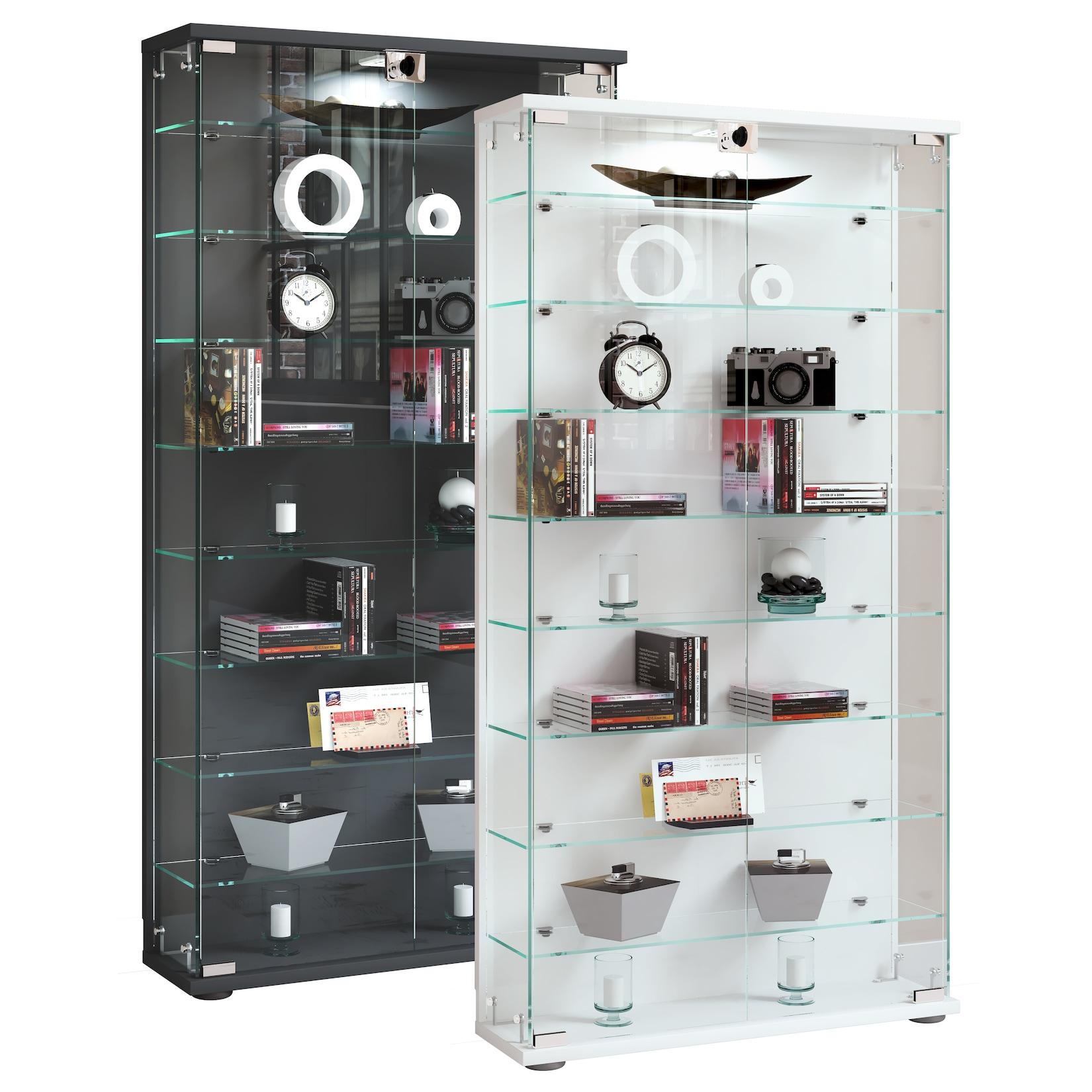 Vcm Glasvitrine Stehend Vitrine Glas Mit Esg-Sicherheitsglas MaßE Ca. H. 114 X B. 59 X T. 17 Cm Standvitrine Glas Modern Und Platzsparend Glas Vitrinenschrank – Stelas L