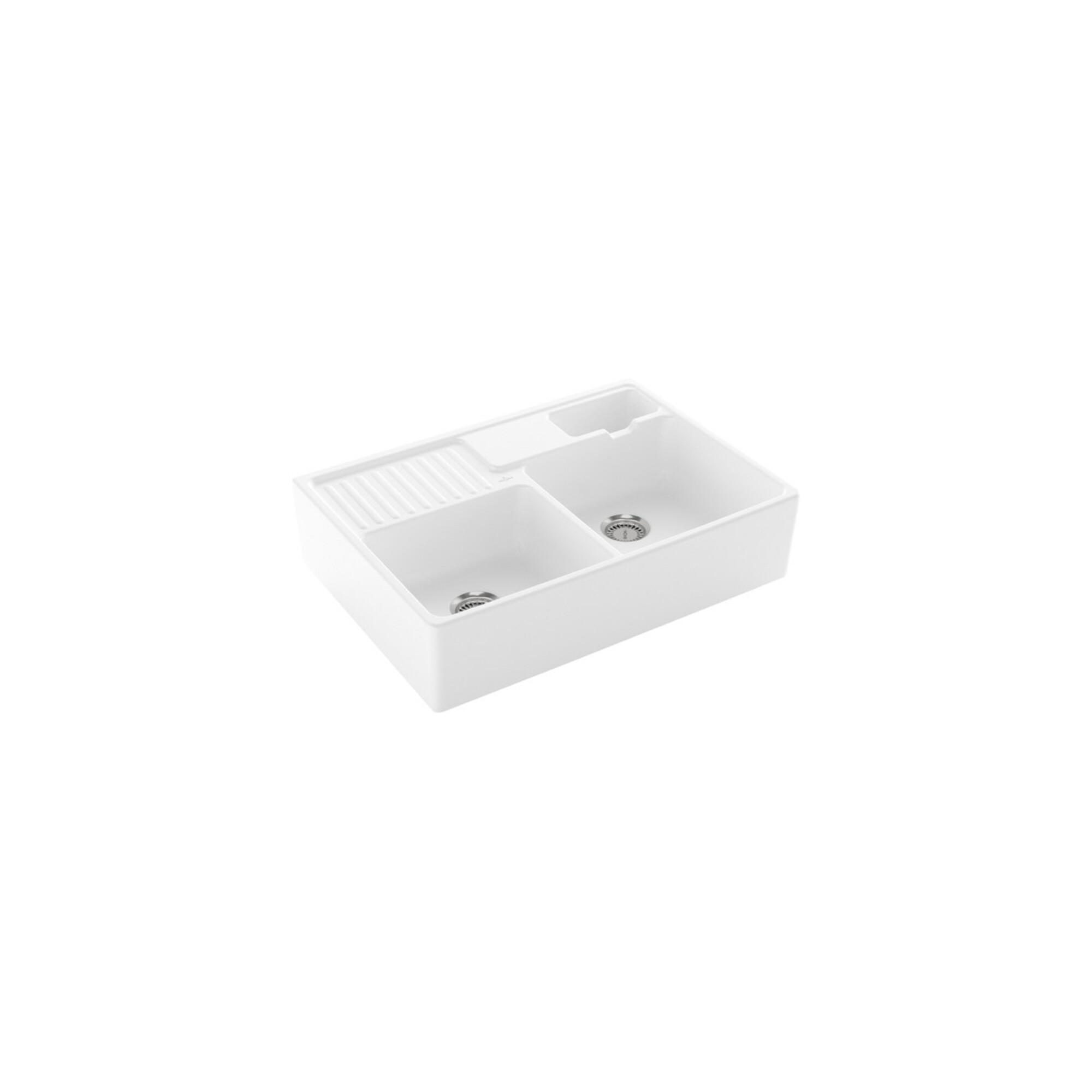 V&B SpüLstein-Doppelbecken Restesch., M Abl., Hand., St. Wh. C-Plus ; Villeroy & Boch (632391RW)