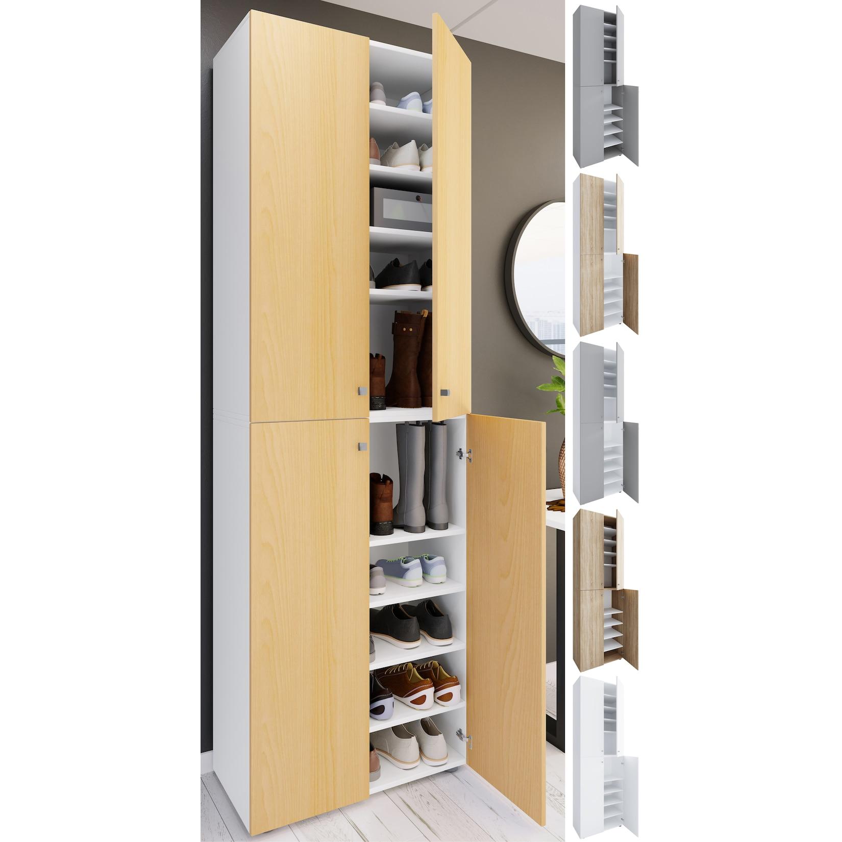 Vcm XL Holz GroßEr Schuhschrank Schuhregal Groß Stiefel DielenmöBel Lona 10 FäCher DrehtüRen