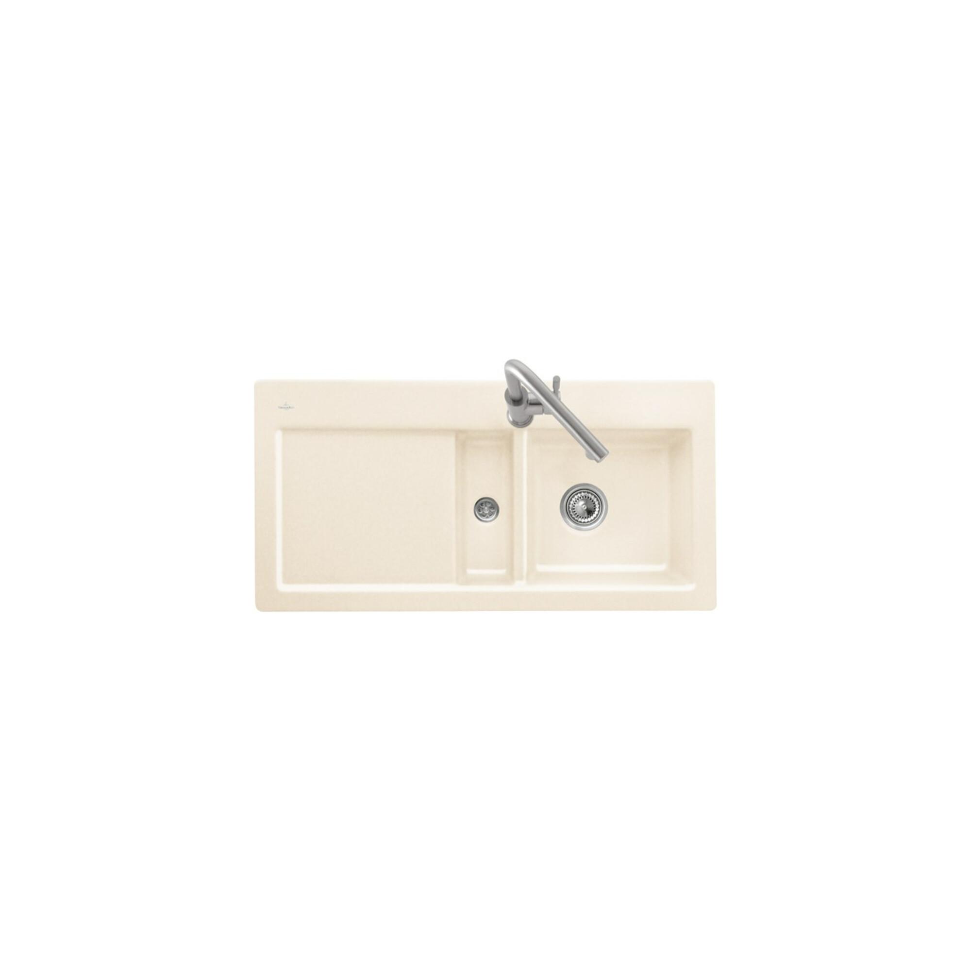 V&B FläChenbüNdige SpüLe Subway 60 Flat SpüLbecken Rechts, Stone White ; Villeroy & Boch (67120FRW)
