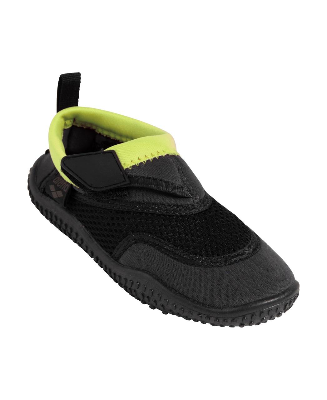 Badeschuh Arena "Arena Watershoes Jr", Kinder, Gr. 33, Grau (Schwarz_Grau, Li), Obermaterial: 60% Polyester, 38% Gummi, 2% Nylon, Schuhe Badeschuh