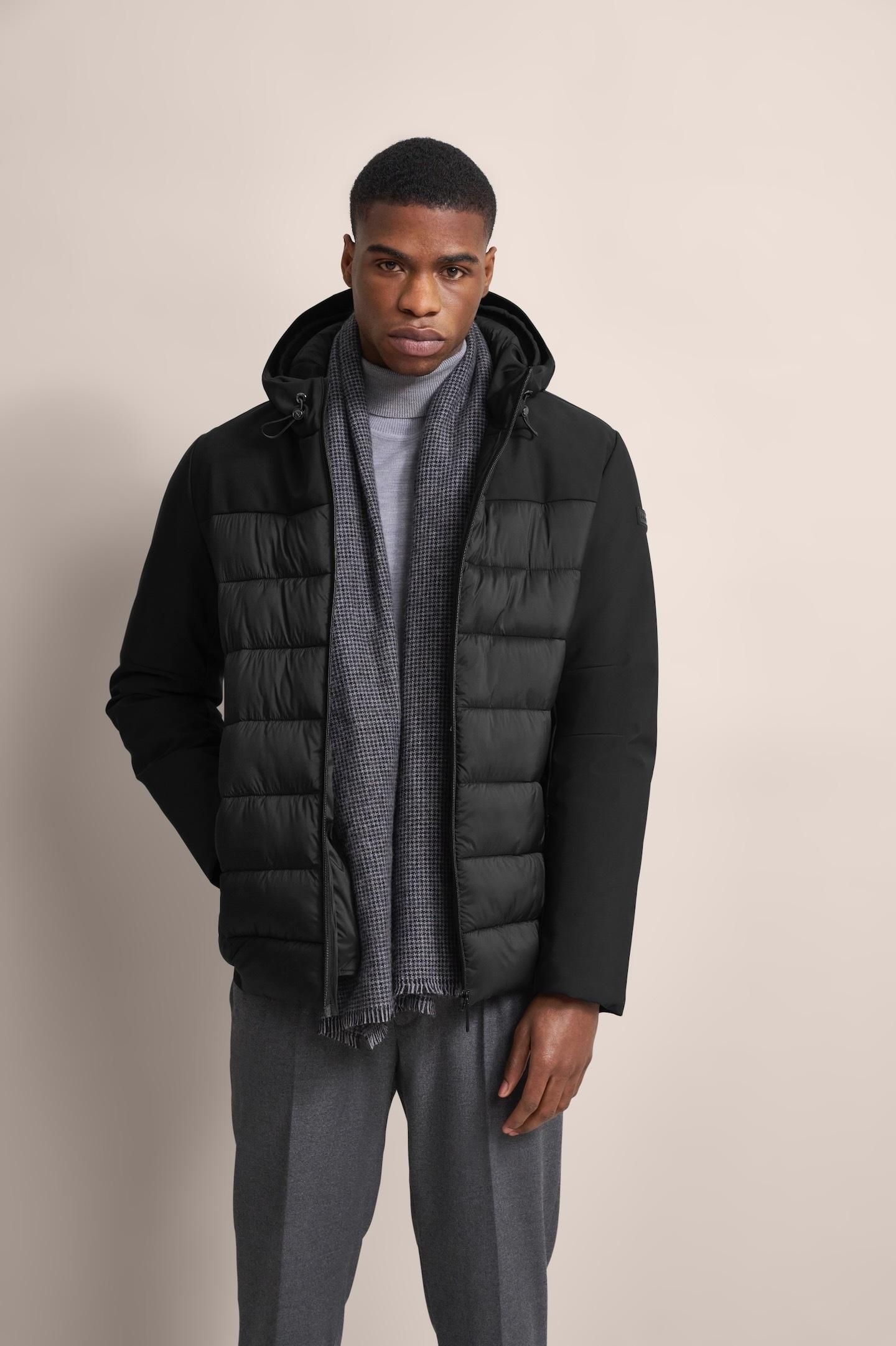 Kurzjacke Bugatti, Herren, Gr. 56, Schwarz, 77% Polyamid, 23% Elasthan, Unifarben, Slim Fit, Normaler Saum, Jacken Kurzjacke, Mit Stretchfunktion