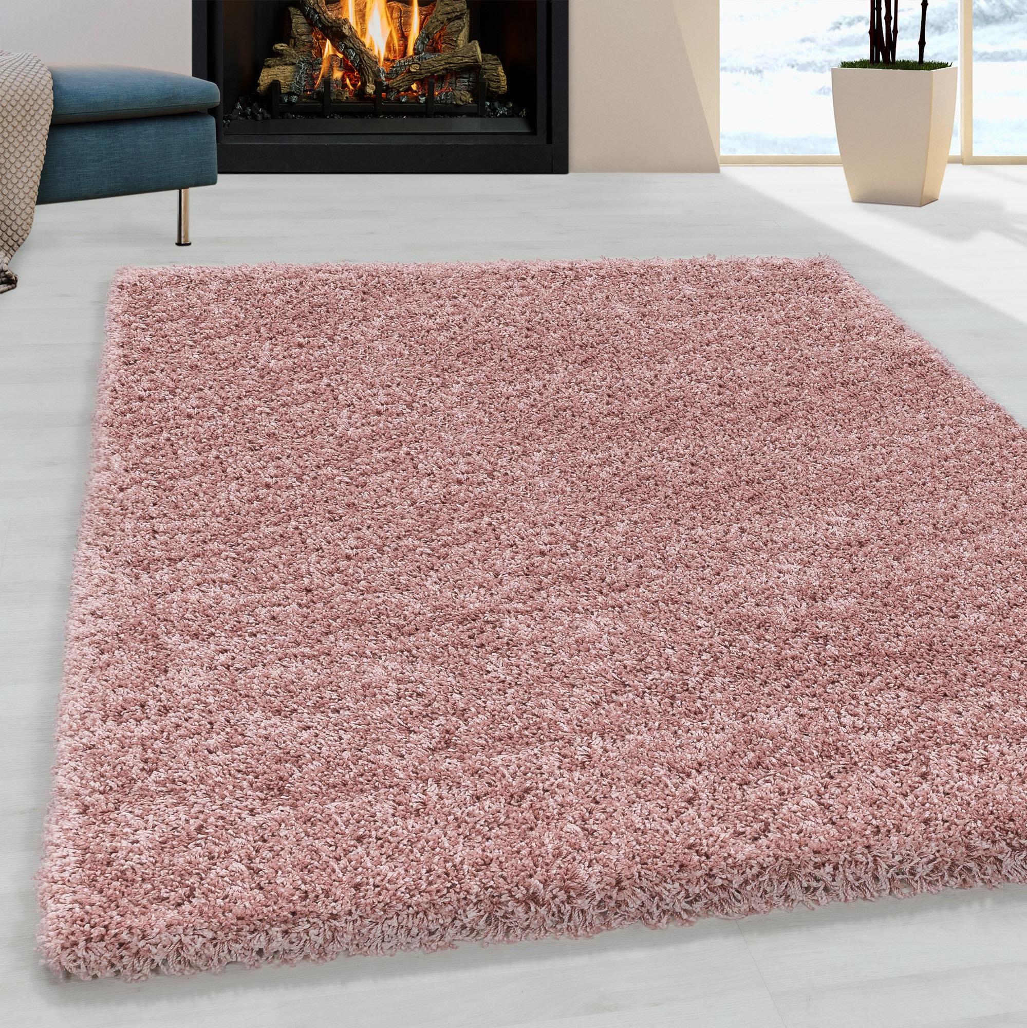 Hochflor-Teppich Ayyildiz Teppiche "Sydney 3000", Rosa (Rosé), B:160Cm H:30Mm L:230Cm, Polypropylen (Pp), Teppiche, Shaggy, Langflor, Uni, Auch In Rund, Wohnzimmer