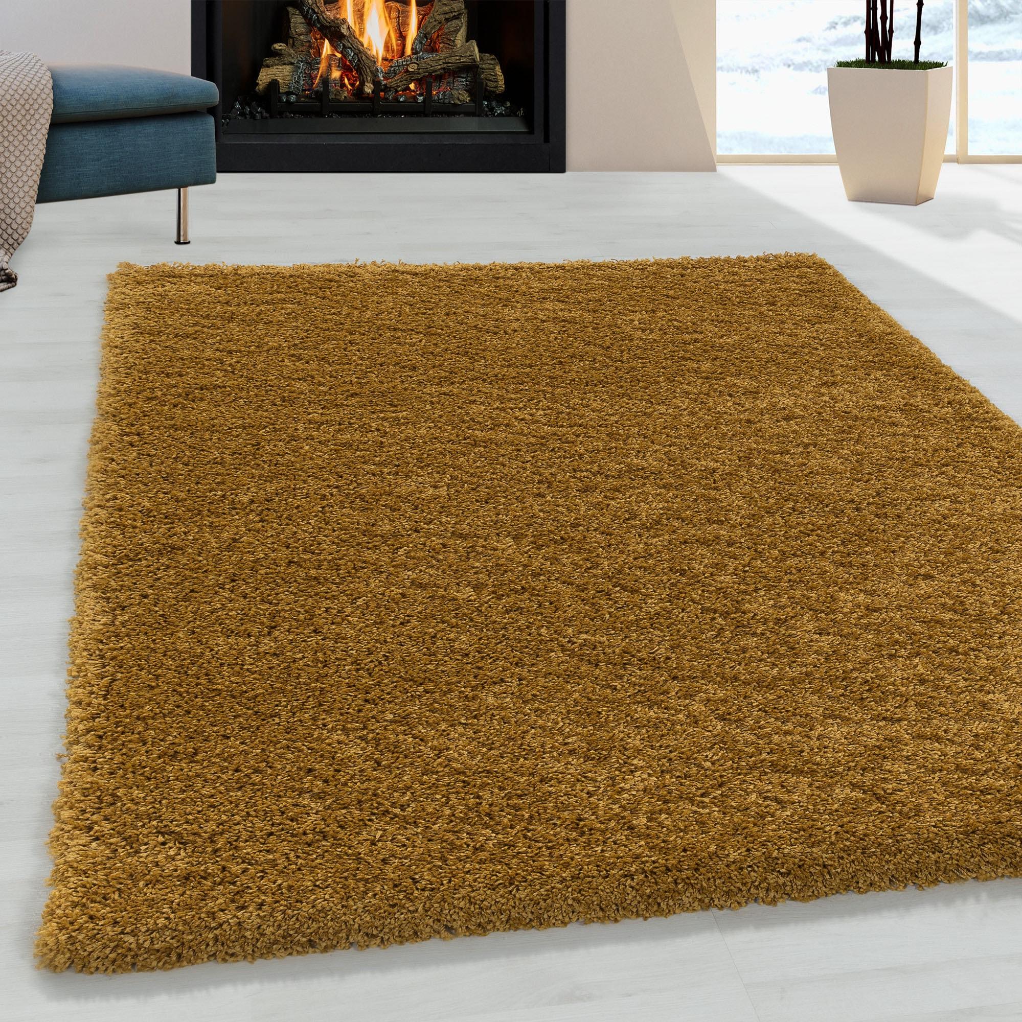 Hochflor-Teppich Ayyildiz Teppiche "Sydney 3000", Gold (Goldfarben), B:120Cm H:30Mm L:170Cm, Polypropylen (Pp), Teppiche, Shaggy, Langflor, Uni, Auch In Rund, Wohnzimmer