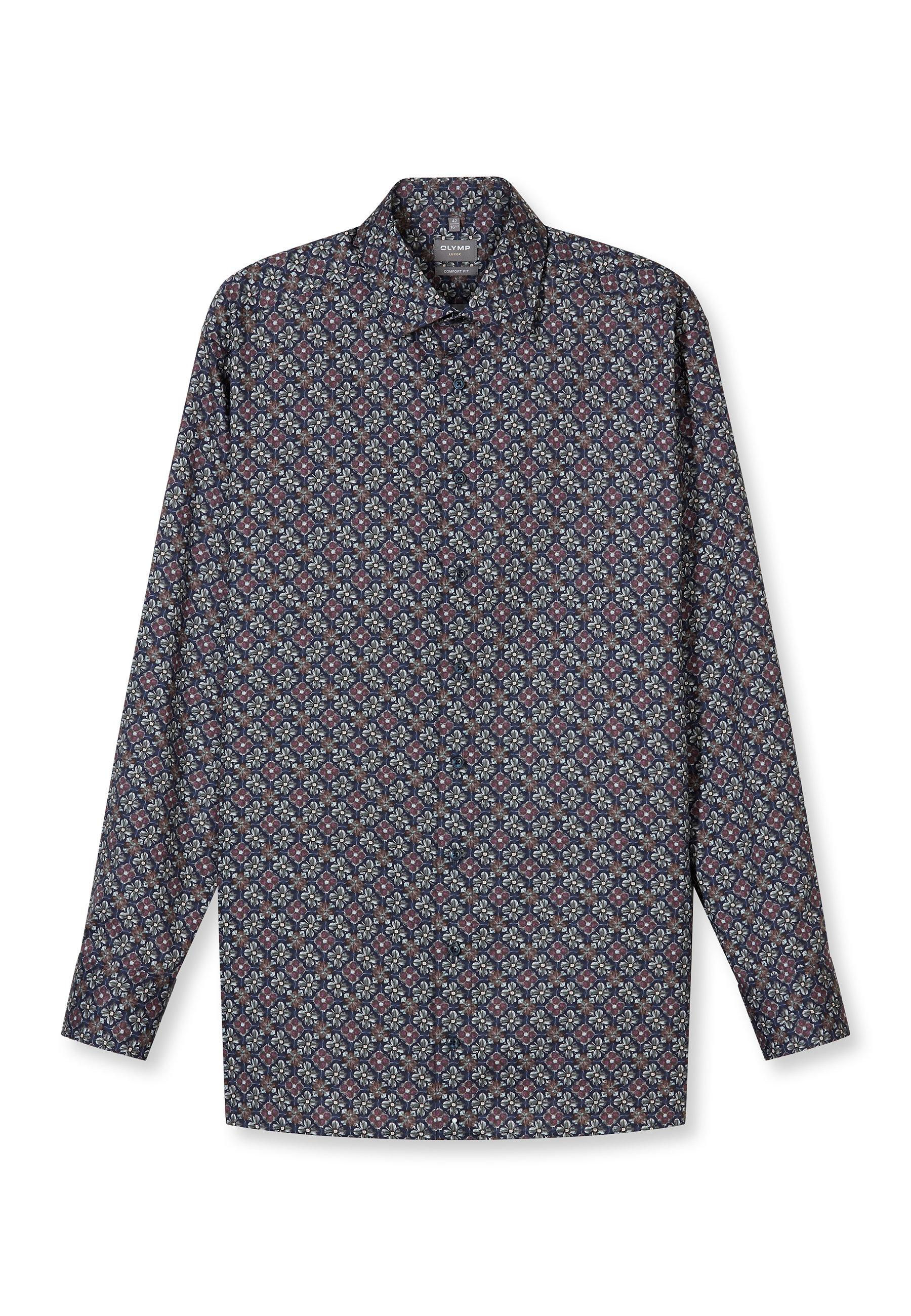 Businesshemd Olymp "Olymp Luxor, Comfort Fit, New Kent", Herren, Gr. 44, Normaler Arm, Marine, 100% Baumwolle, Hemden