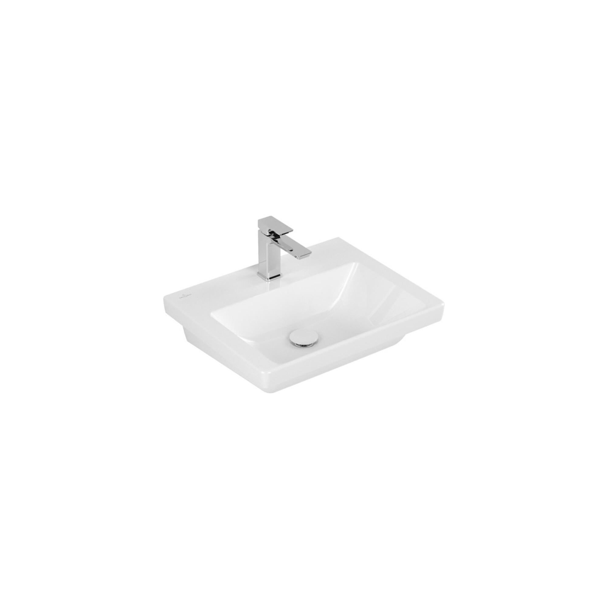 V&B Waschtisch Subway 3.0 55X44Cm, Eck., M 1 Hl/O ÜBerlauf, Weiß ; Villeroy & Boch (4A70F501)