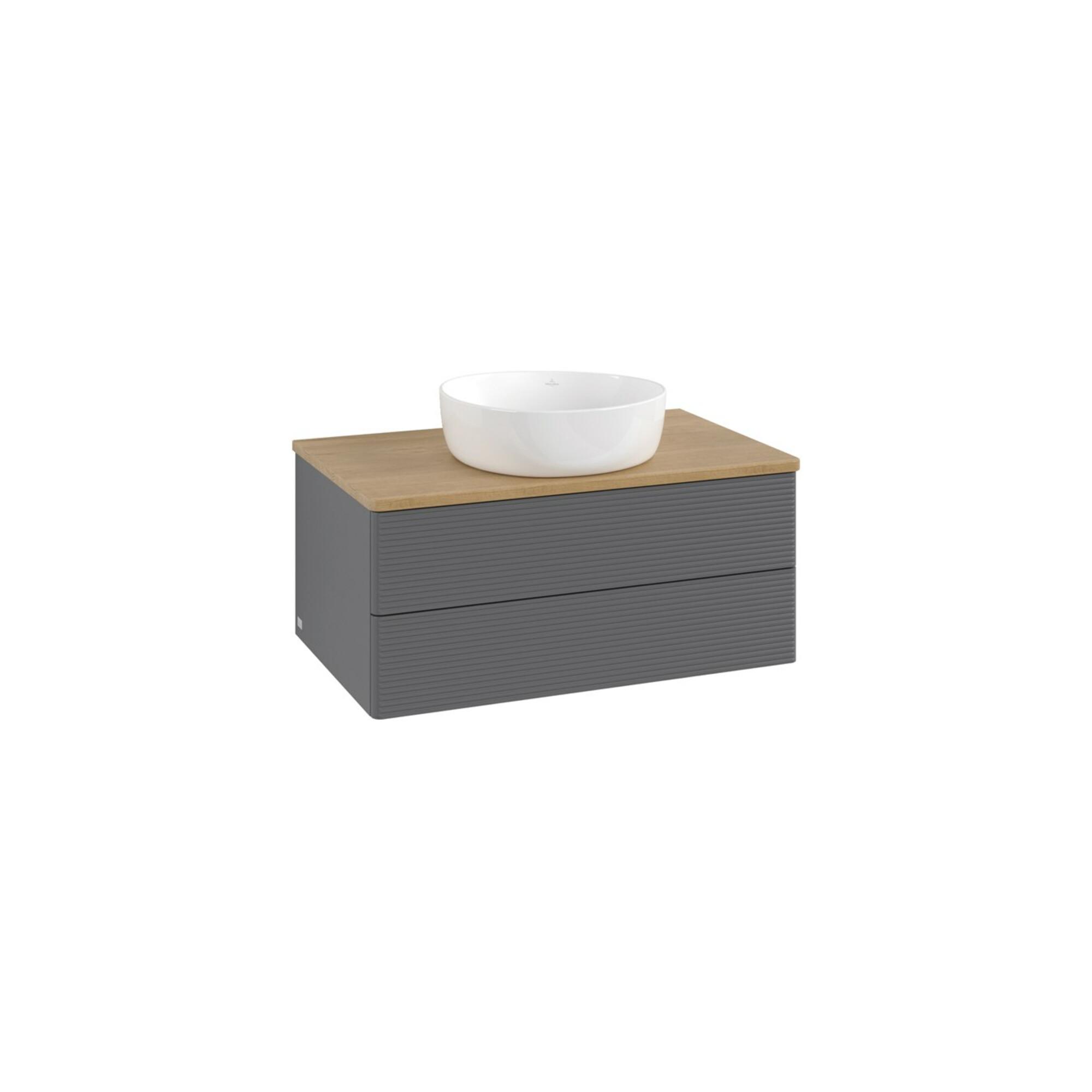 V&B Waschtischunterschrank Mit Frontstruktur Antao 80X36X50Cm, Wbp Hon. Oa, Anthrac. M Lac ; Villeroy & Boch (K19111GK)