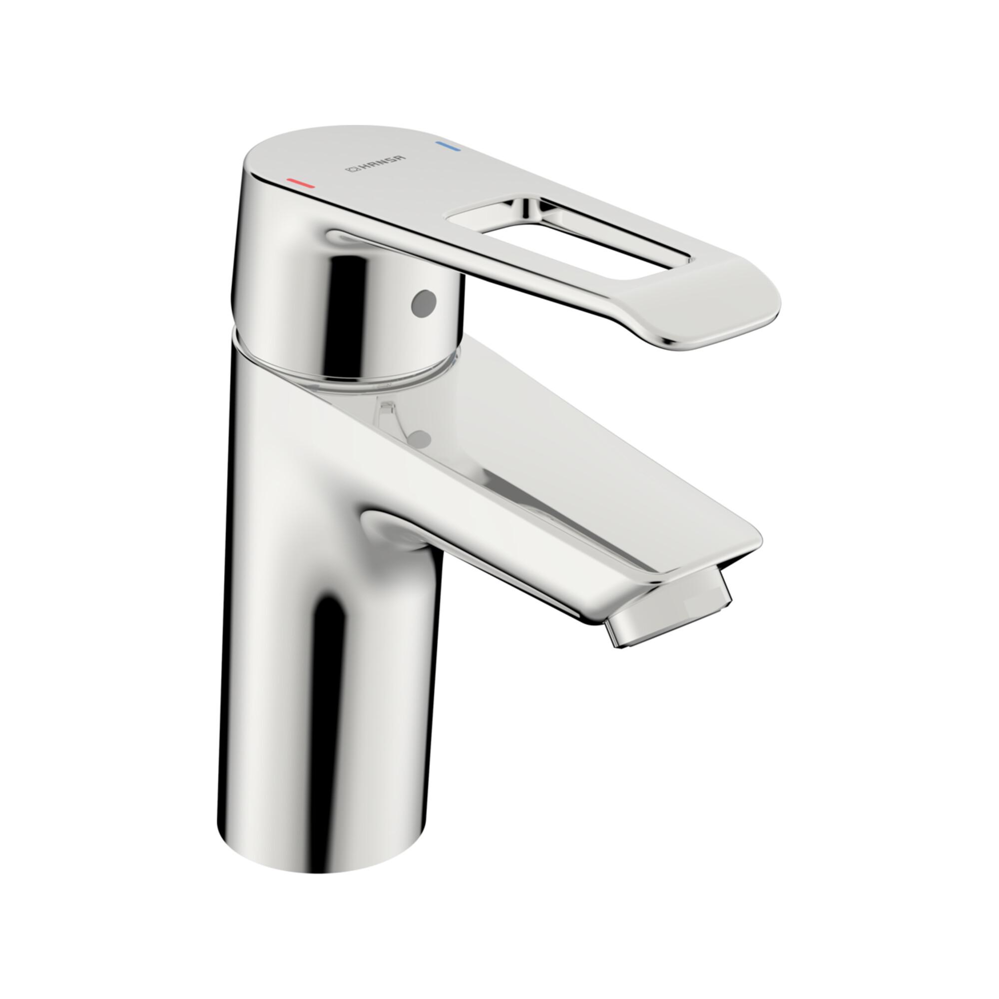Hansa Waschtisch-Einhebelmischer Hansapolo C, BüGelh, Kettenh. O. Ket., Ausl. 110Mm (51522286)