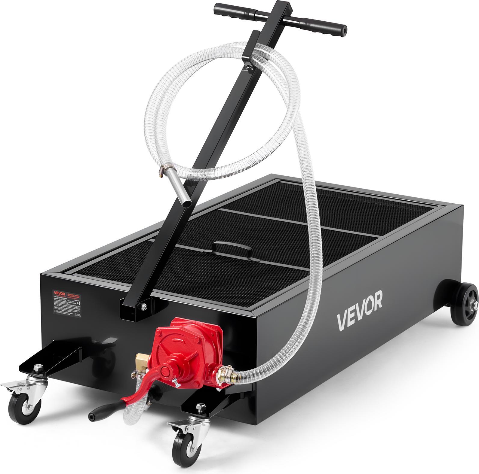 Vetor Vaschetta Di Scarico Dell'olio Con Profilo Basso, 94,6 L, Carrello Di Scarico Dell'olio Con Pompa, Tubo Flessibile Da 2,2 M E Maniglia Pieghevole A T, A Prova Di Perdite E Resistente Alla Corrosione, Per Auto, Suv, Camion, Veicoli Fuoristrada, Nero