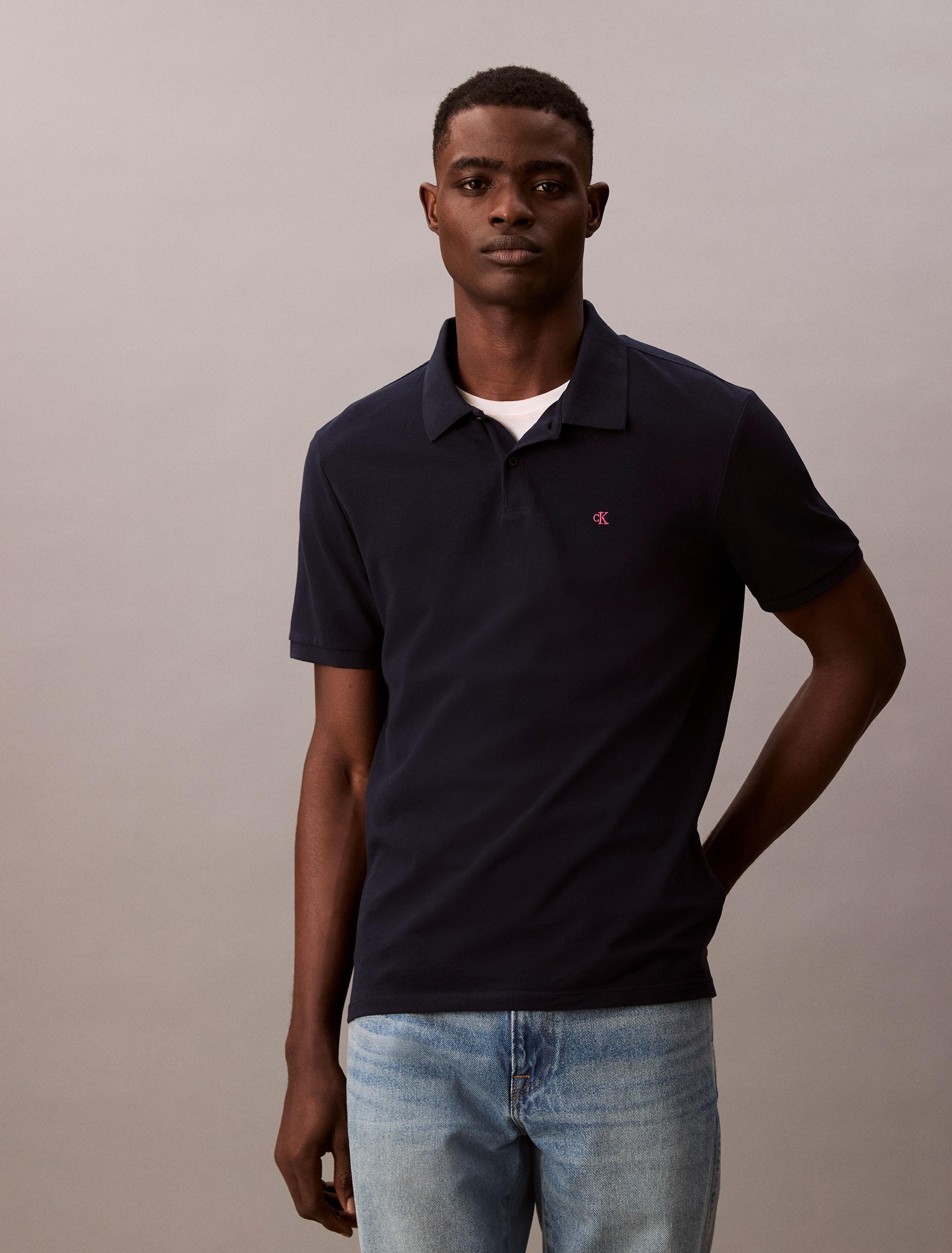 Poloshirt Calvin Klein Jeans "Ss Casual Pique Classic Polo", Herren, Gr. S, Blau (Schwarz Sapphire), Jersey, Obermaterial: 100% Baumwolle, Unifarben, Regular Fit Normal, Rundhals, Eingesetzt Angesetztes BüNdchen, Shirts, Mit Rundhalsausschnitt