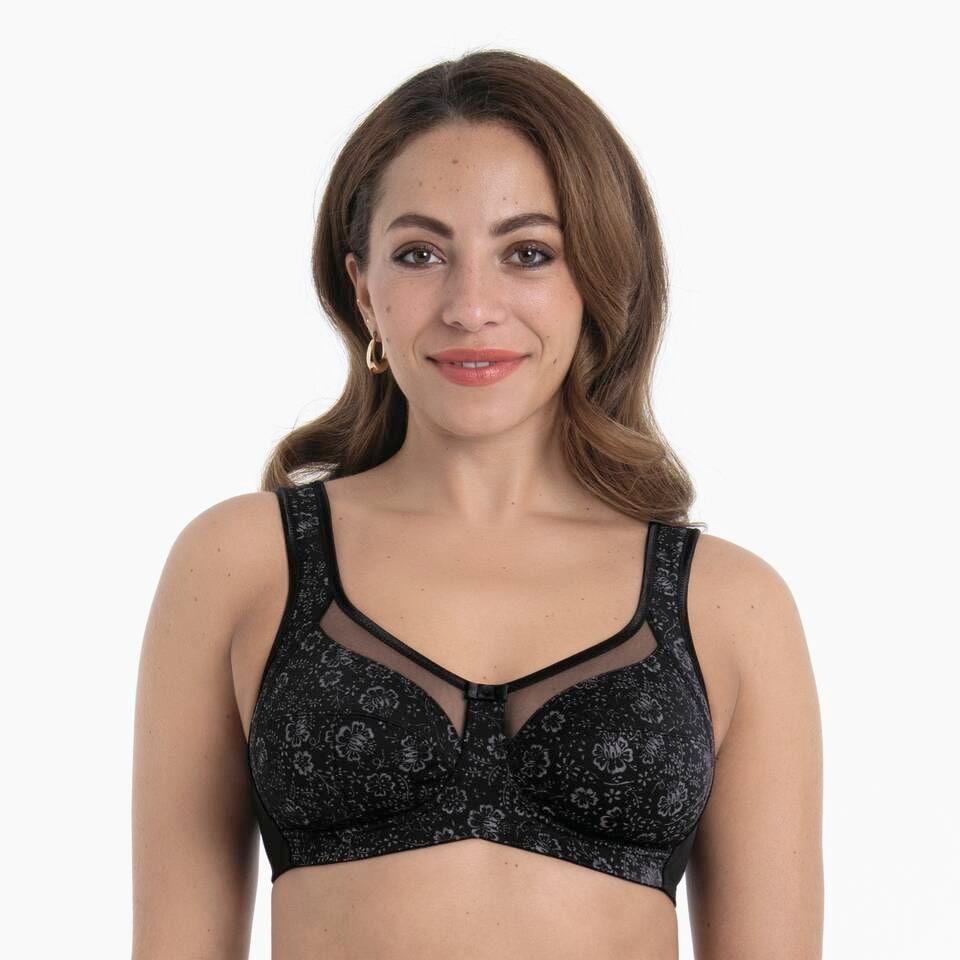 BüGelloser Bh Anita Since 1886 "Clara Art", Damen, Gr. 100, Cup H, Schwarz, Anthra, Obermaterial: 86% Polyamid, 14% Elasthan, Bedruckt, Gemustert, Leicht Transparent, Bhs, Mit Formblende, Dreigeteilte Cups, Mit KomfortträGer, Feminin, Bequem