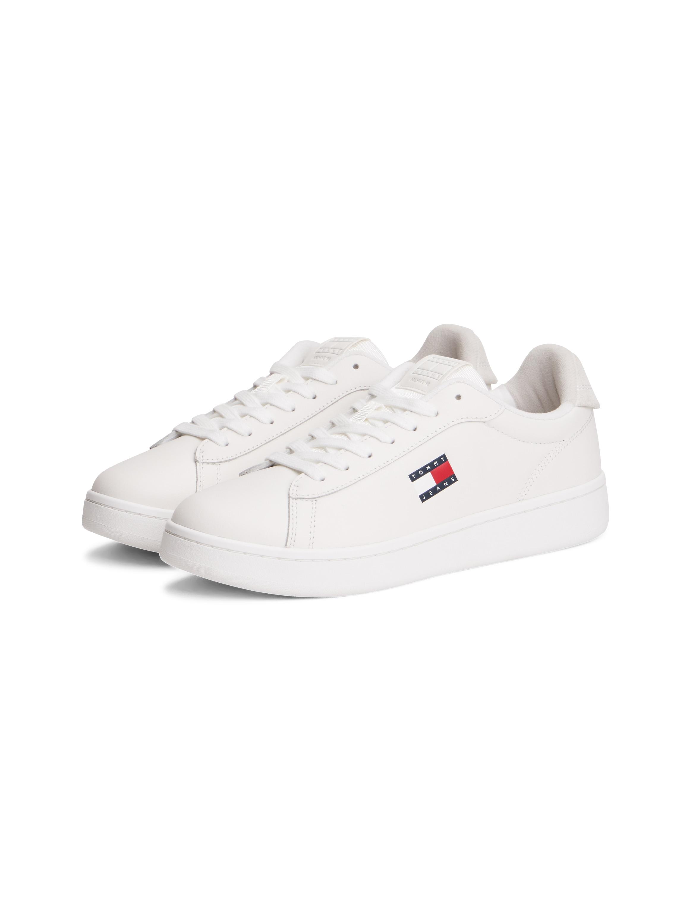Plateausneaker Tommy Jeans "Archive' 98", Damen, Gr. 40, Beige (Ecru), Nappaleder, Textil, Basic, Schuhe Plateausneaker, Freizeitschuh, Halbschuh, SchnüRer Mit Kontrastbesatz An Der Ferse