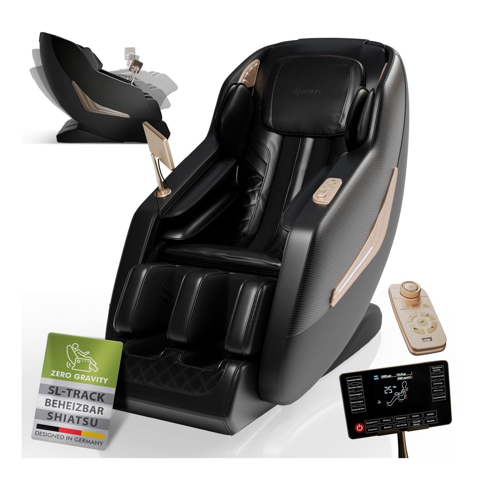 Juskys Massagesessel Paros mit Zero Gravity, Shiatsu, SL-Track & Wärmefunktion – Schwarz