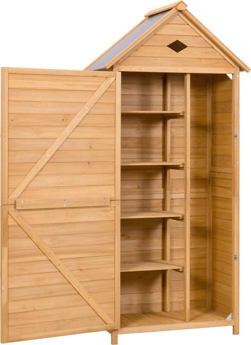 Costway Capanno Per Attrezzi Con Tetto A Shed Armadio Da Giardino In Legno 177X80X45Cm