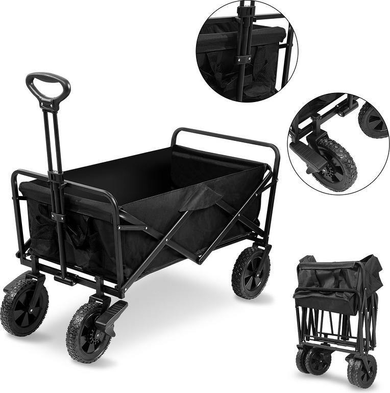 Yakimz Carretto Pieghevole Capacità Di Carico Fino A Circa 100 Kg - Nero Carretto Pieghevole Carrello Da Spiaggia Carretto Attrezzature Carrello Pieghevole Bambini Escursione