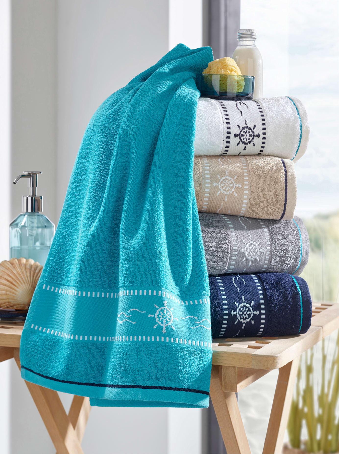 Handtuch WÄSCHEPUR Gr. 5, steingrau, B:30cm L:50cm, Walkfrottee, 100% Baumwolle, Handtücher, Handtuch