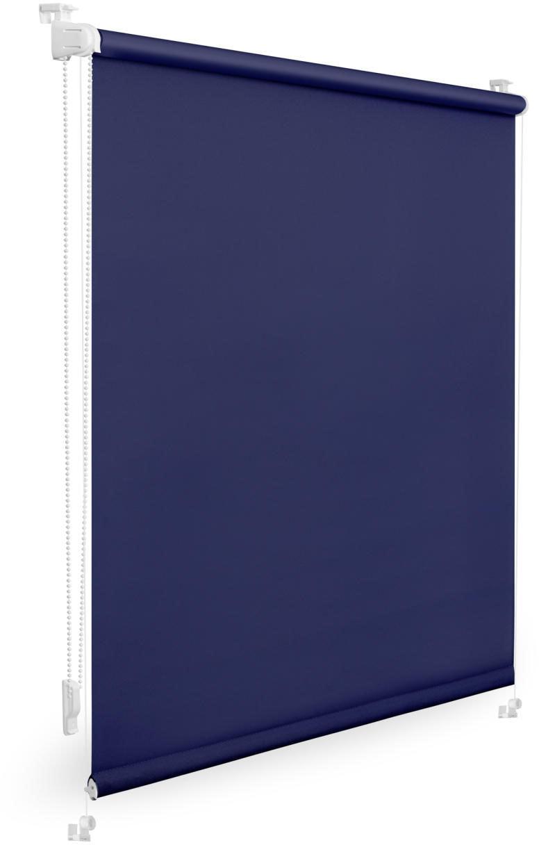 Seitenzugrollo LICHTBLICK ORIGINAL "Uni Rollo", blau (blau, weiß), B:80cm H:200cm, Polyester, Rollos, Seitenzugrollo, mit Klemmträger und Farbbeschichtung - für Fenster und Türen, Klemmfix