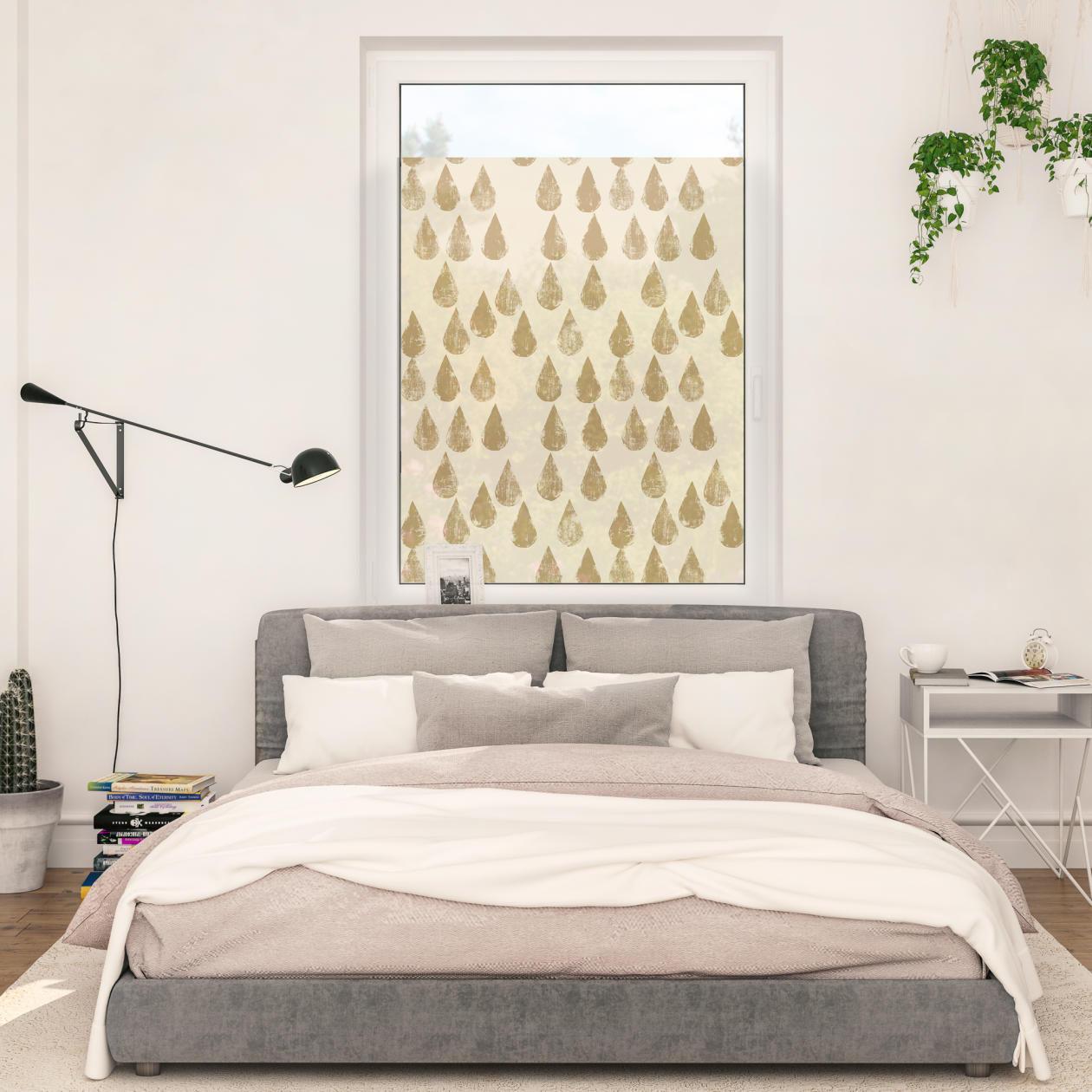 Fensterfolie LICHTBLICK ORIGINAL "Fensterfolie selbstklebend, Sichtschutz, Golden Drops - Gold", gold (goldfarben), B:50cm L:50cm, Polyvinylchlorid (PVC), Fensterfolien, Fensterfolie