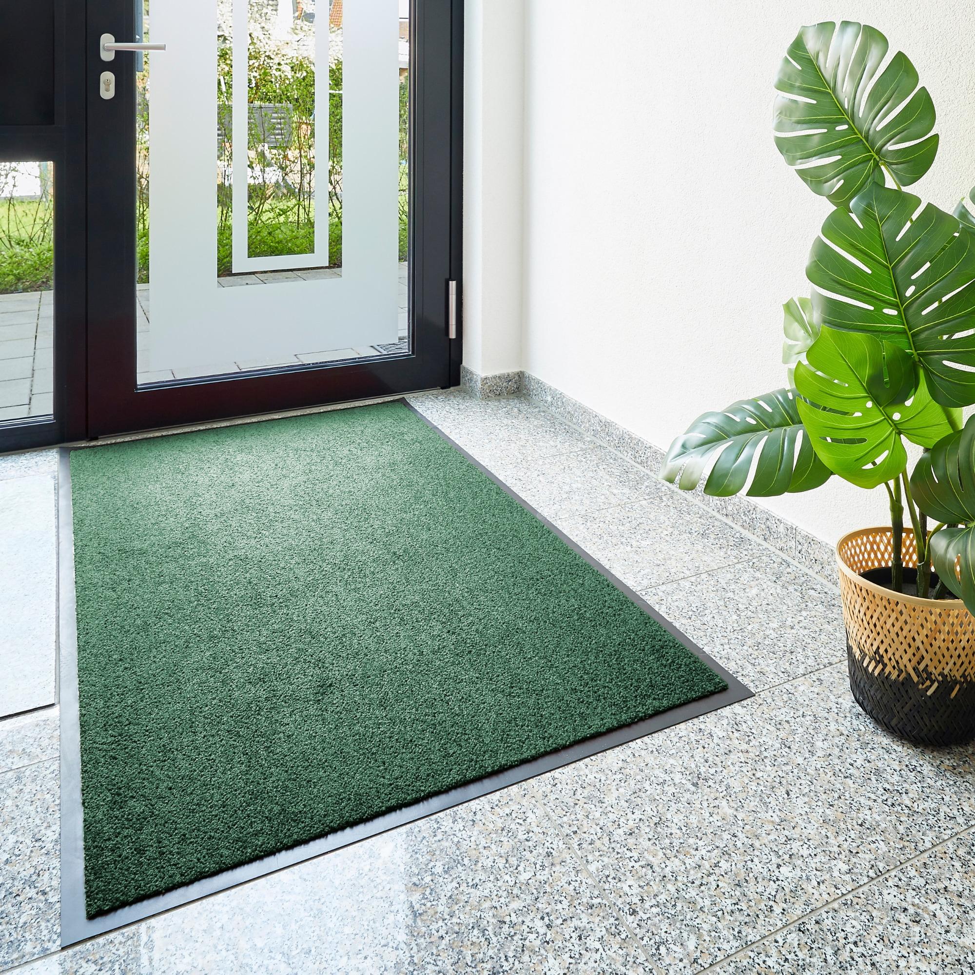 Fußmatte OTTO HOME "Emil, Made in Netherlands", grün (dunkelgrün), B:60cm H:6mm L:90cm, Polyamid, Teppiche, Fußmatte, Schmutzfangmatte, Uni Farben, rutschhemmend, waschbar (Handwäsche)