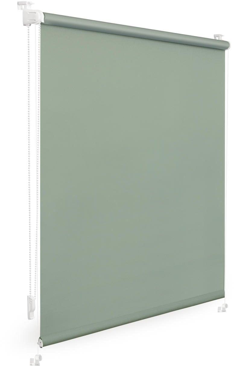 Seitenzugrollo LICHTBLICK ORIGINAL "Uni Rollo", grün (salbei, weiß), B:60cm H:150cm, Polyester, Rollos, Seitenzugrollo, mit Klemmträger und Farbbeschichtung - für Fenster und Türen, Klemmfix