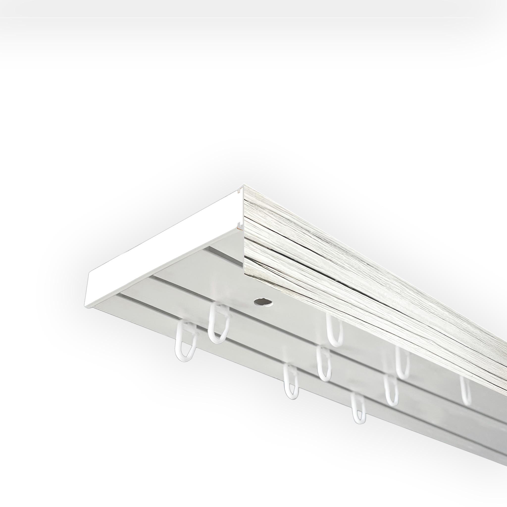 Gardinenschiene SN DECO GROUP "Vorhangschiene SH mit Blende" Gr. 3, weiß (weiß, eschefarben), L:180cm T:8,95cm, Kunststoff, Gardinenstangen, Gardinenschiene