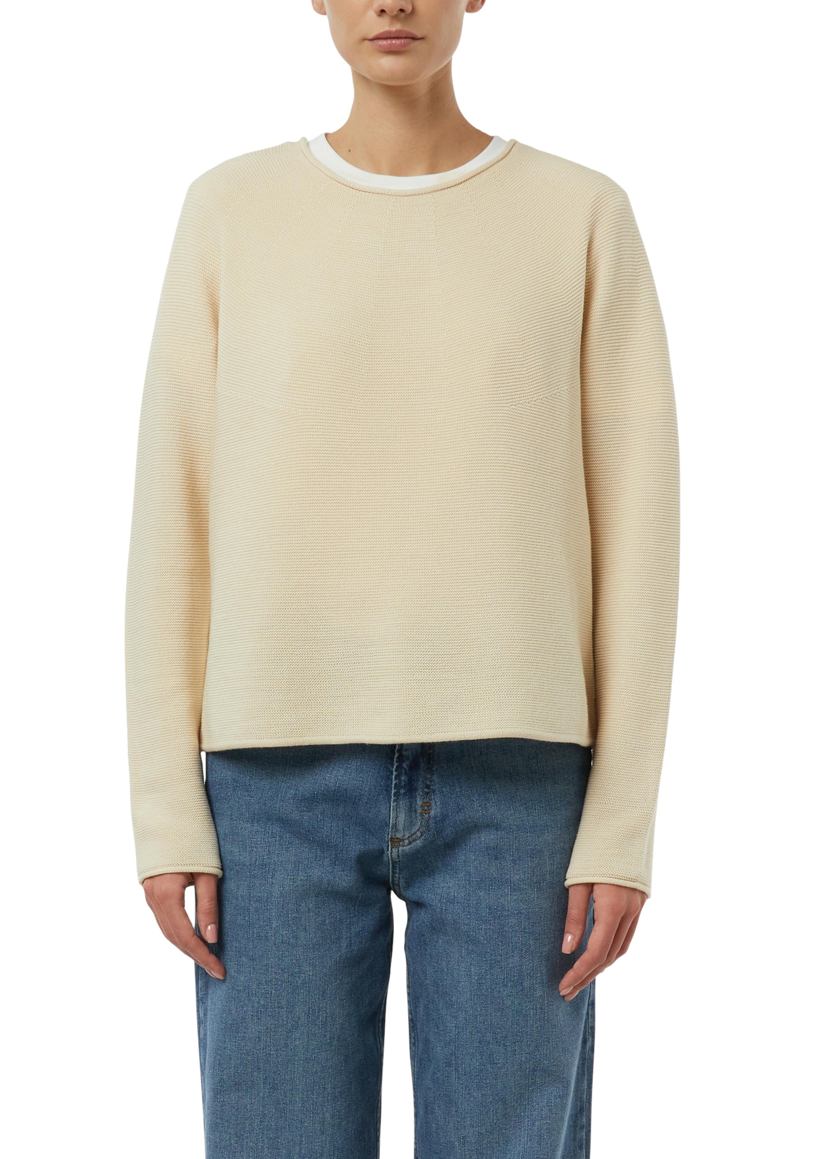Strickpullover comma, Damen, Gr. 42, Beige (Vanilla), Strick, Obermaterial: 60% Baumwolle, 40% Polyester, Unifarben, Normal HüFtbedeckend, Rundhals, Rollkante, Pullover Strickpullover, Mit Rollkanten