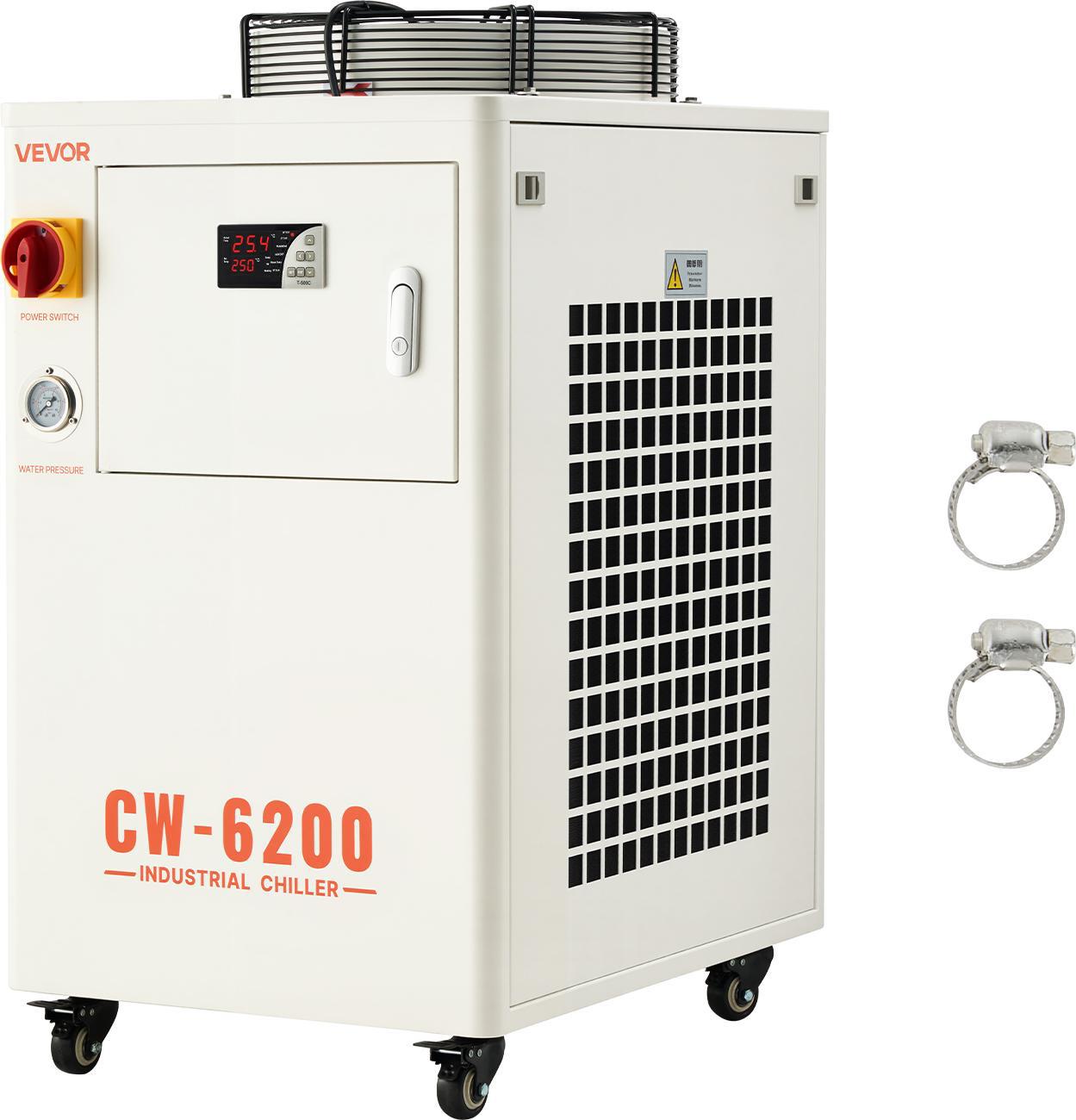Vevor Raffreddatore Ad Acqua Industriale, 5 Kw, Sistema Di Raffreddamento Ad Acqua Con Compressore, Serbatoio Da 15 Litri, Portata Massima 70 L/Min, Raffreddatore Ad Acqua Industriale Per Macchine Per Incisione E Taglio Laser CO2 A Tubo.