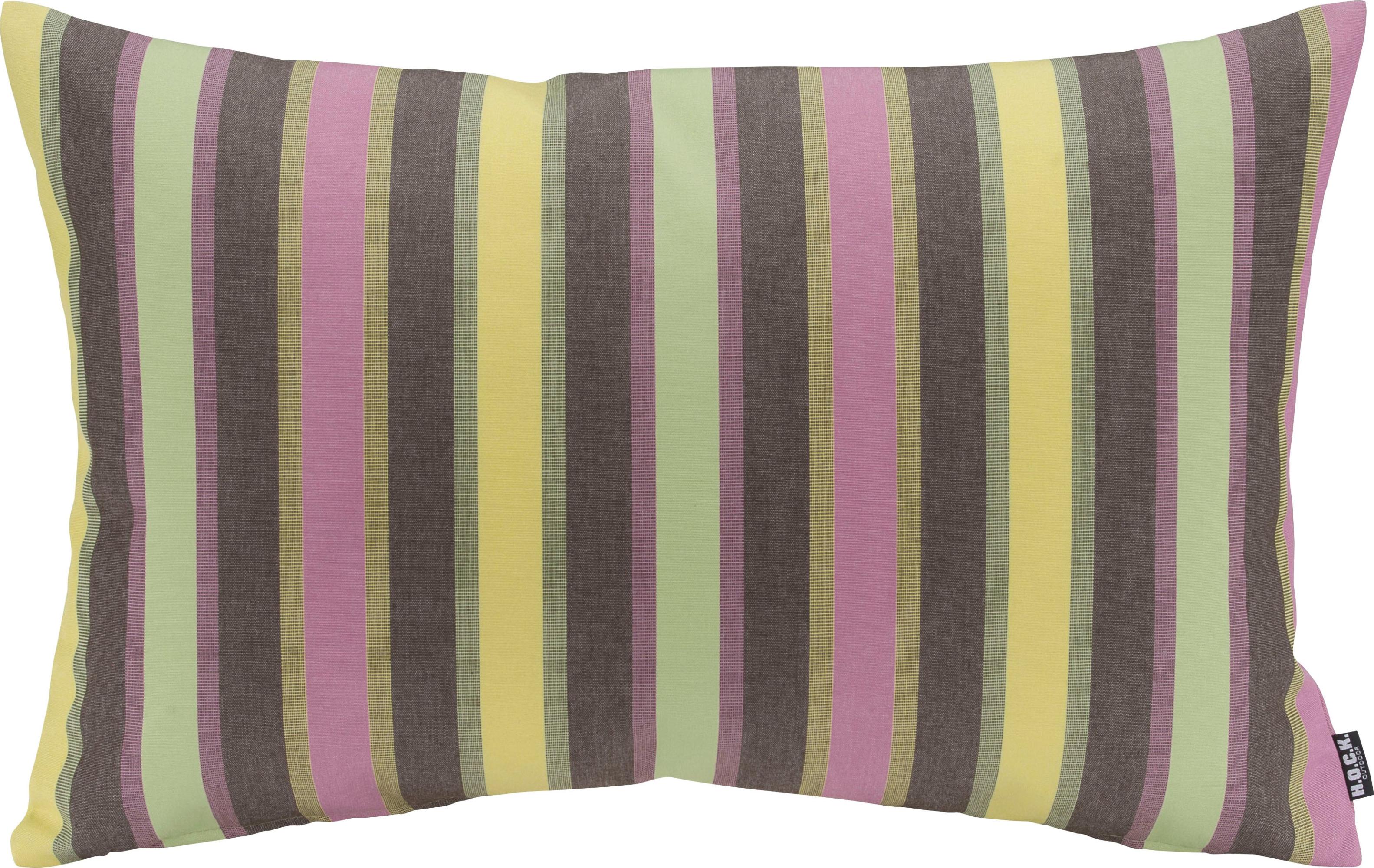 Dekokissen H.O.C.K. "Yucatan Outdoor Kissen", bunt (lila, salbeigrün, gestreift), B:50cm H:10cm L:50cm, Polyacryl (dralon), Dekokissen_Sitzkissen_Kissenhüllen, Dekokissen, mit bunten Streifen