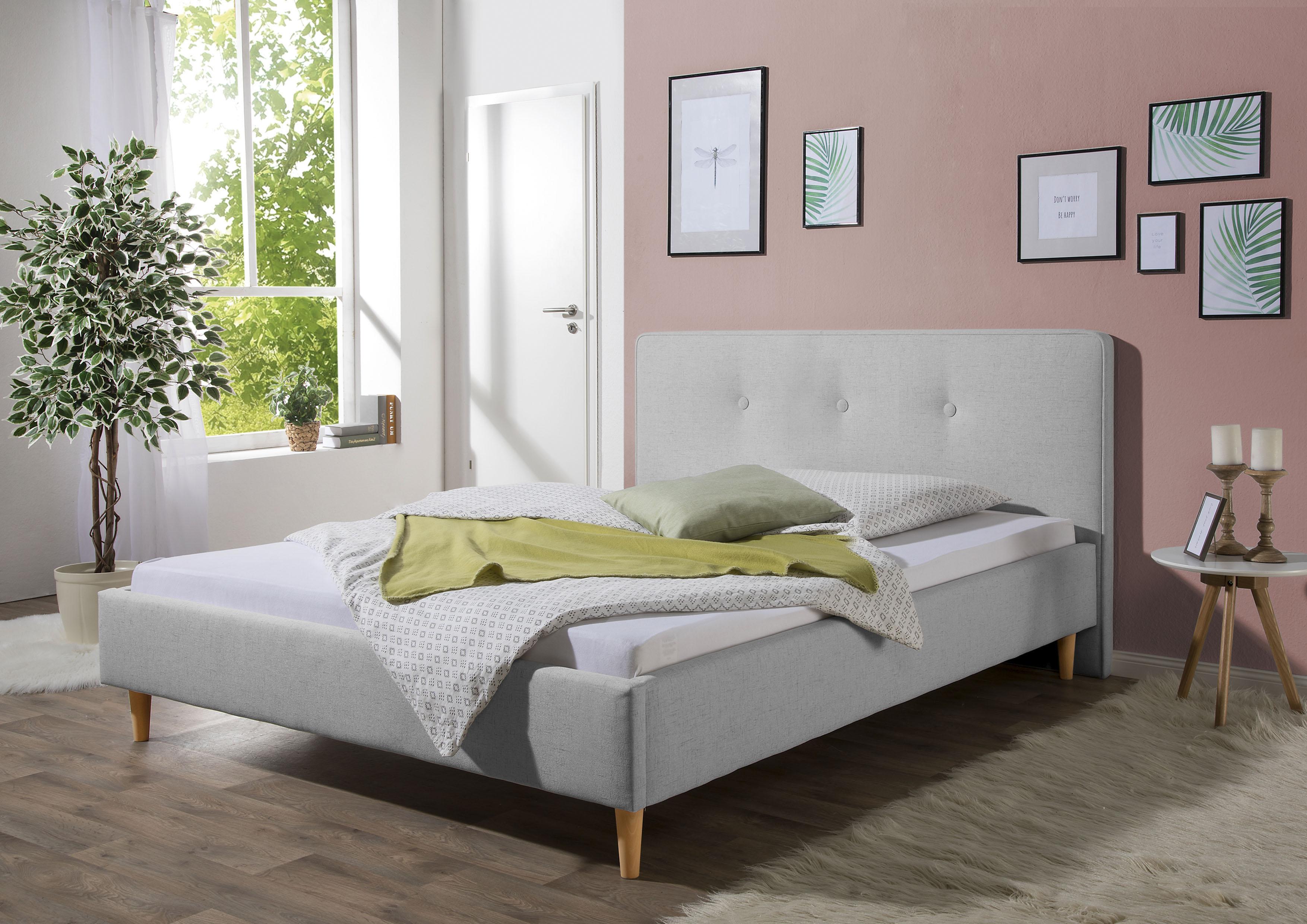 Polsterbett MAINTAL "Lonepine", grau (hellgrau), B:113cm H:97cm L:208cm, Betten, Polsterbett, Bettseiten zerlegt, ohne Bettkasten