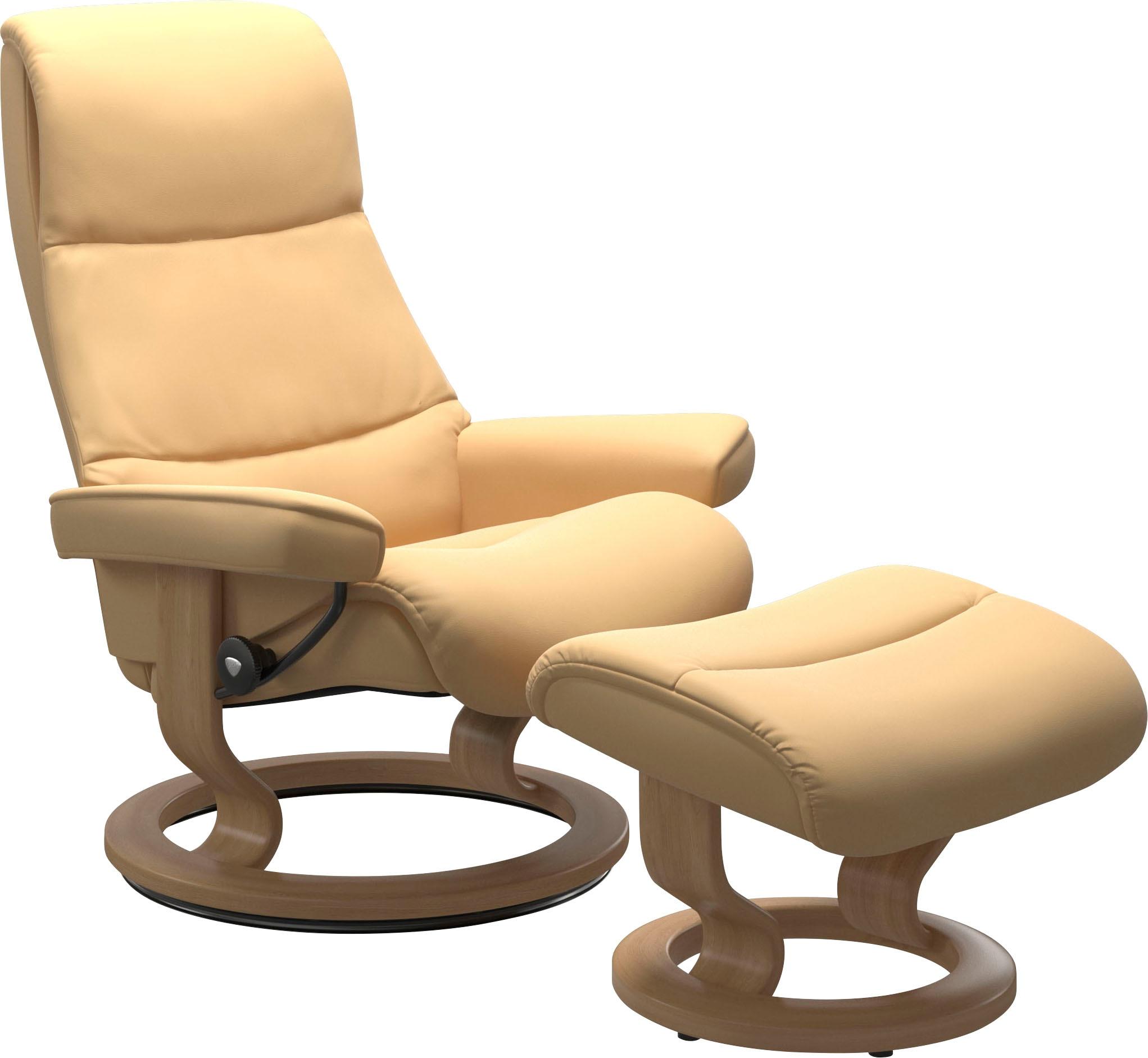 Fußhocker STRESSLESS "View", gelb, B:57cm H:40cm T:47cm, Hocker, Fußhocker, mit Classic Base,Gestell Eiche