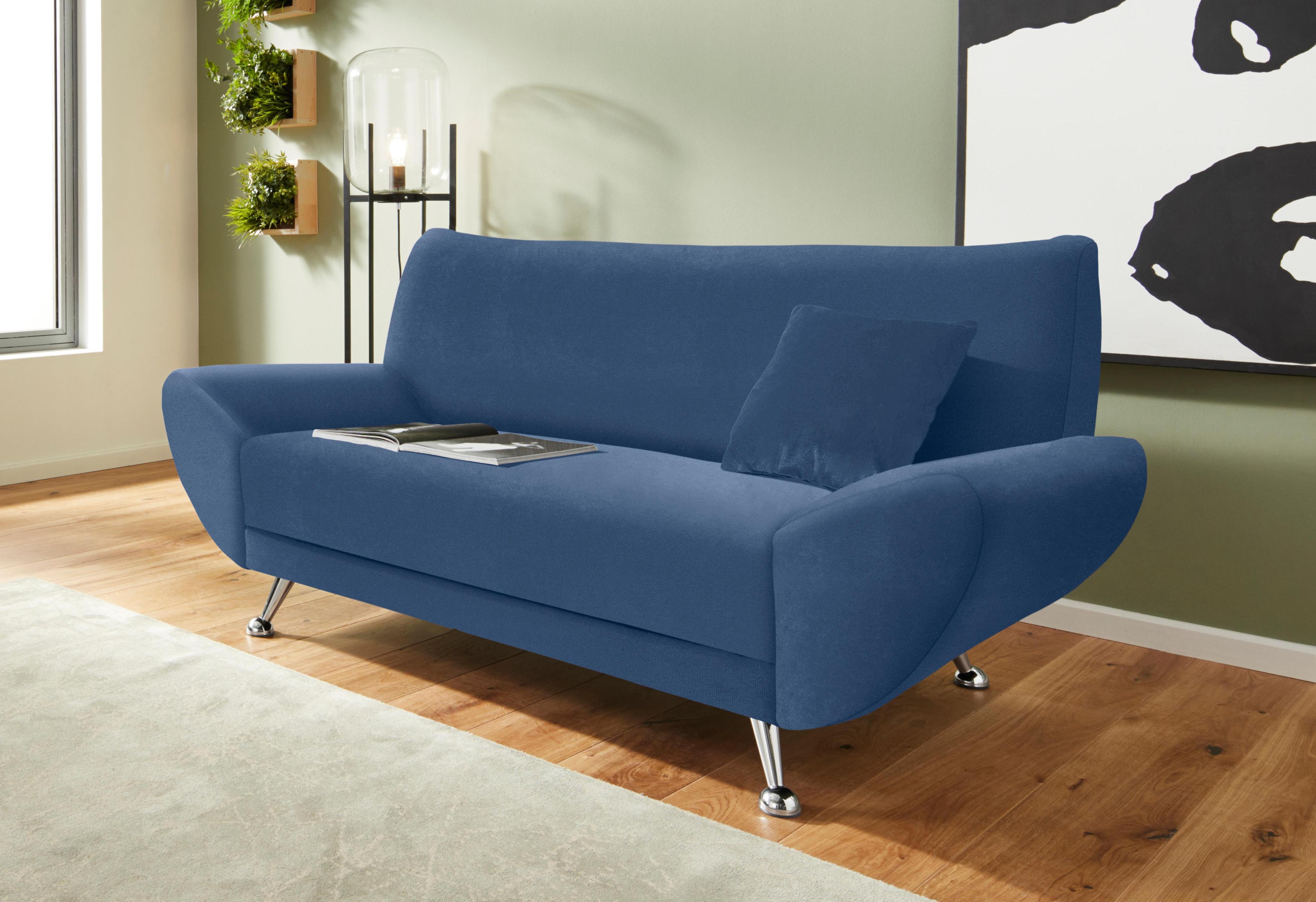 2-Sitzer HOME AFFAIRE "Saltare, elegant und komfortabel, toller Designfuß", blau, B:174cm H:78cm T:82cm, Kunstleder SOFTLUX;Luxus-Microfaser ALCAZAR (100% Polyester);Feinstruktur (100% Polyester), Sofas, 2-Sitzer