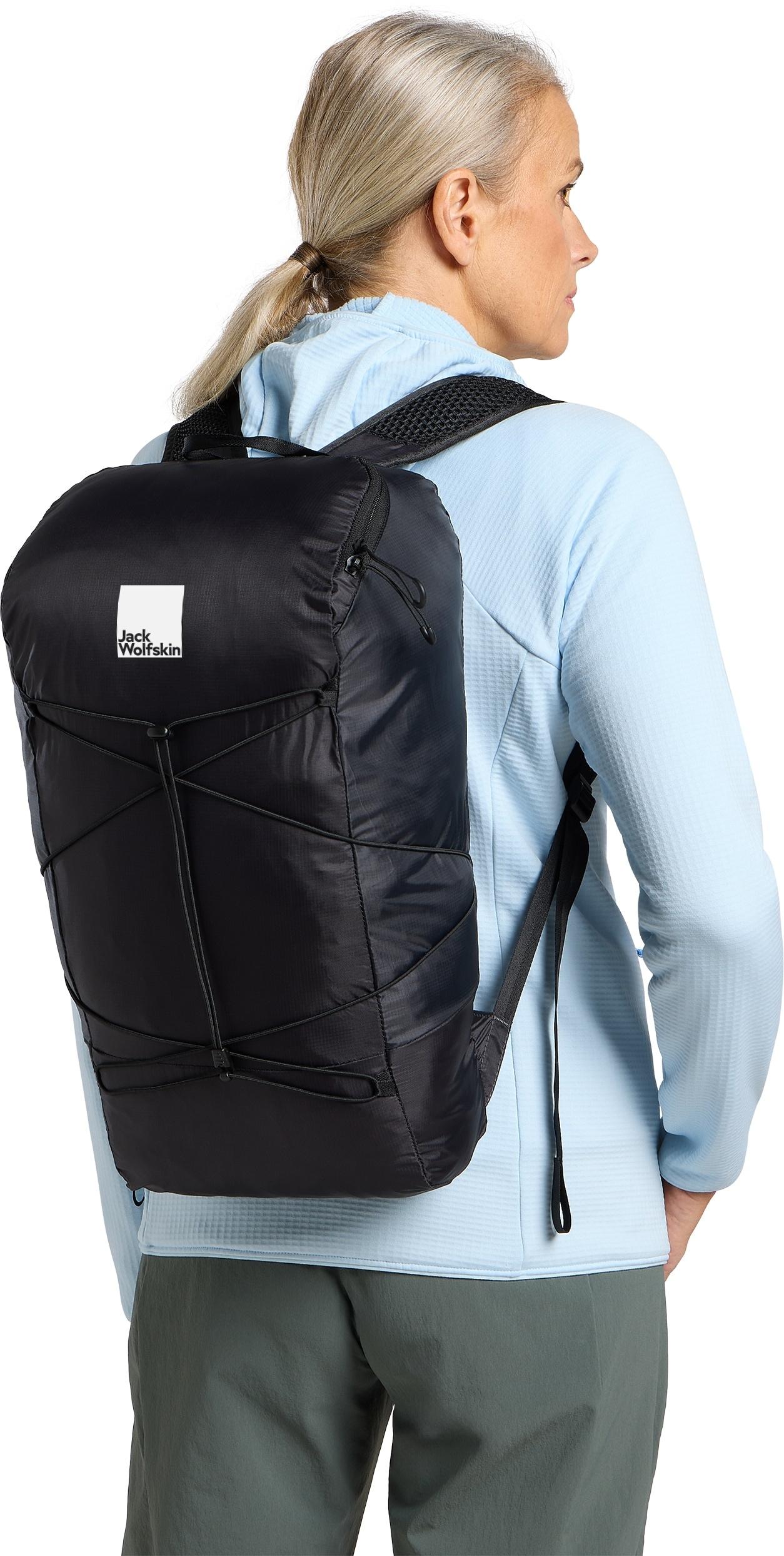 Daypack JACK WOLFSKIN "WANDERMOOD PACKABLE 24", schwarz (granite, schwarz), Rucksäcke, Damen, onesize, Polyamid, Daypack