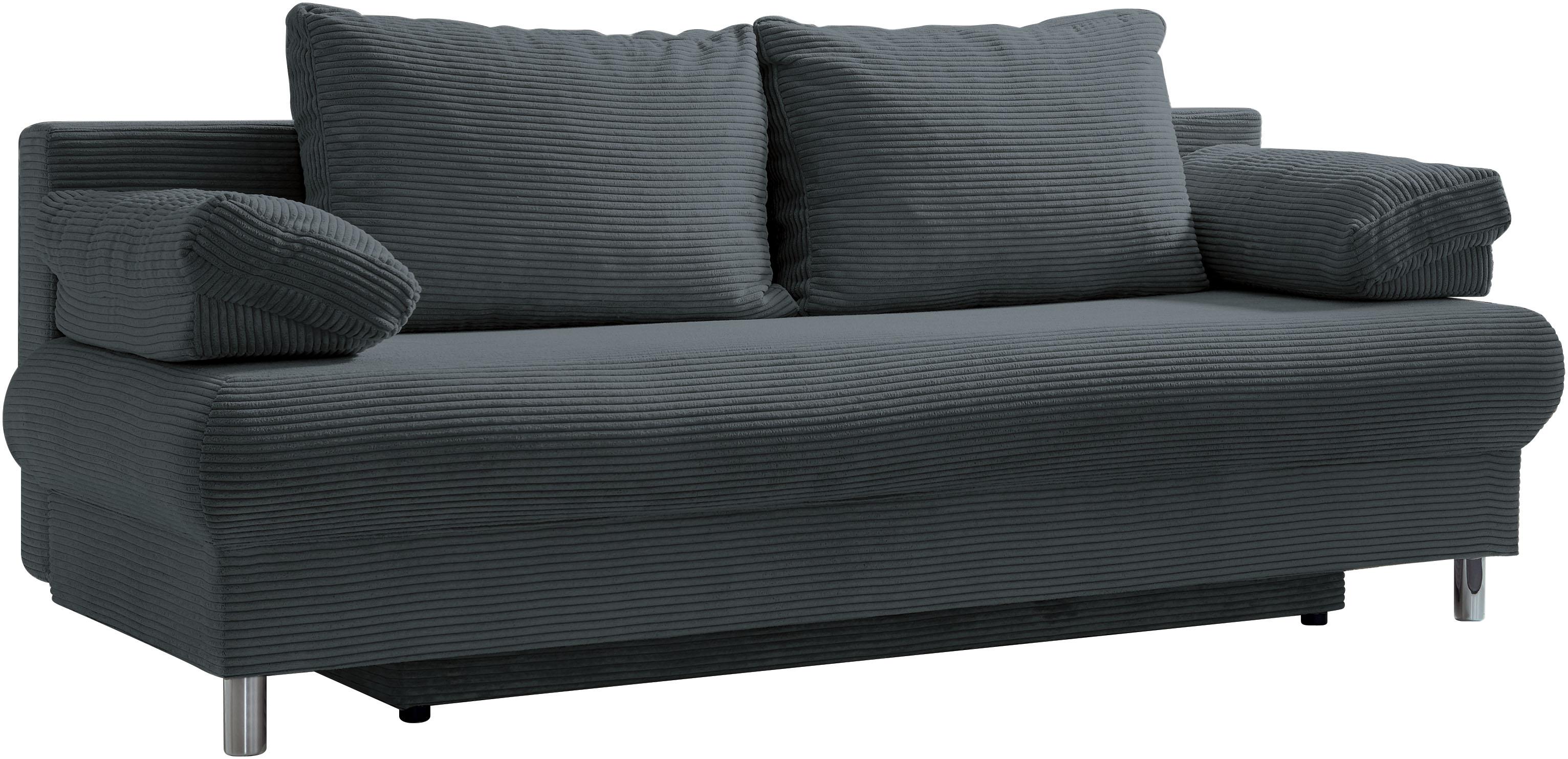 Schlafsofa HOME AFFAIRE "Como", grau (anthrazit), B:196cm H:43cm T:53cm, 92% Polyester, 8% Nylon, Sofas, Schlafsofa, 2-Sitzer, Federkern, Breite 196 cm, inkl. Rücken.-und Armlehnenkissen