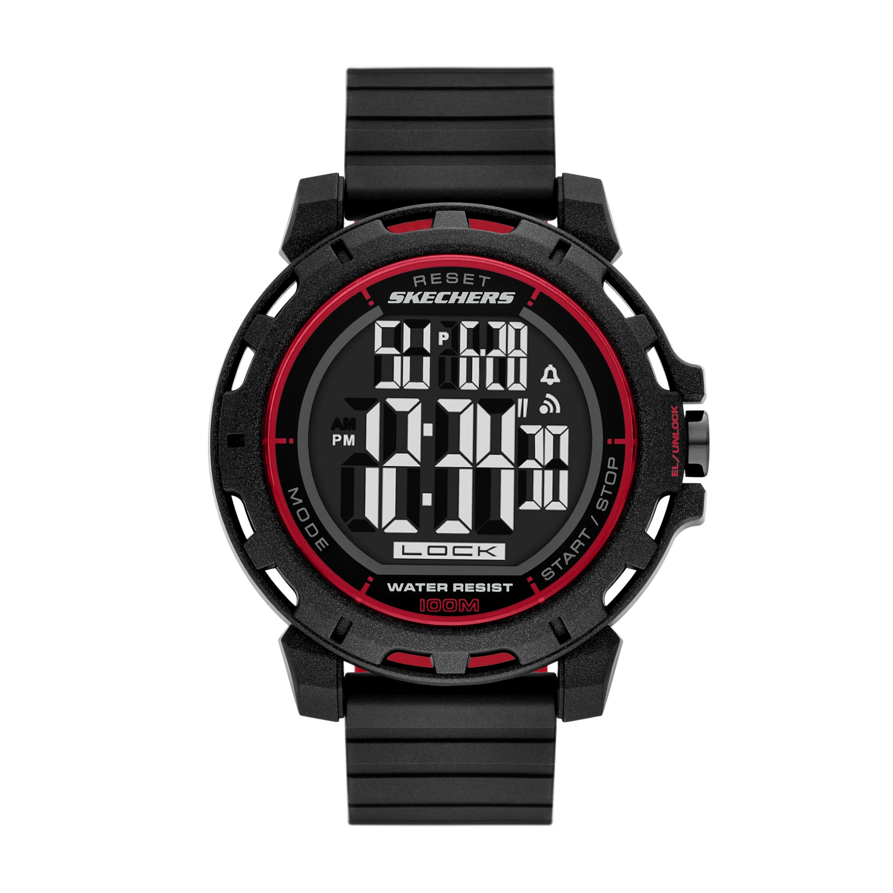 Chronograph SKECHERS "NEWKIRK", schwarz, Armbanduhren, Herren, Chronograph, Quarzuhr, Armbanduhr, Herrenuhr, Silikonarmband, digital, Tag