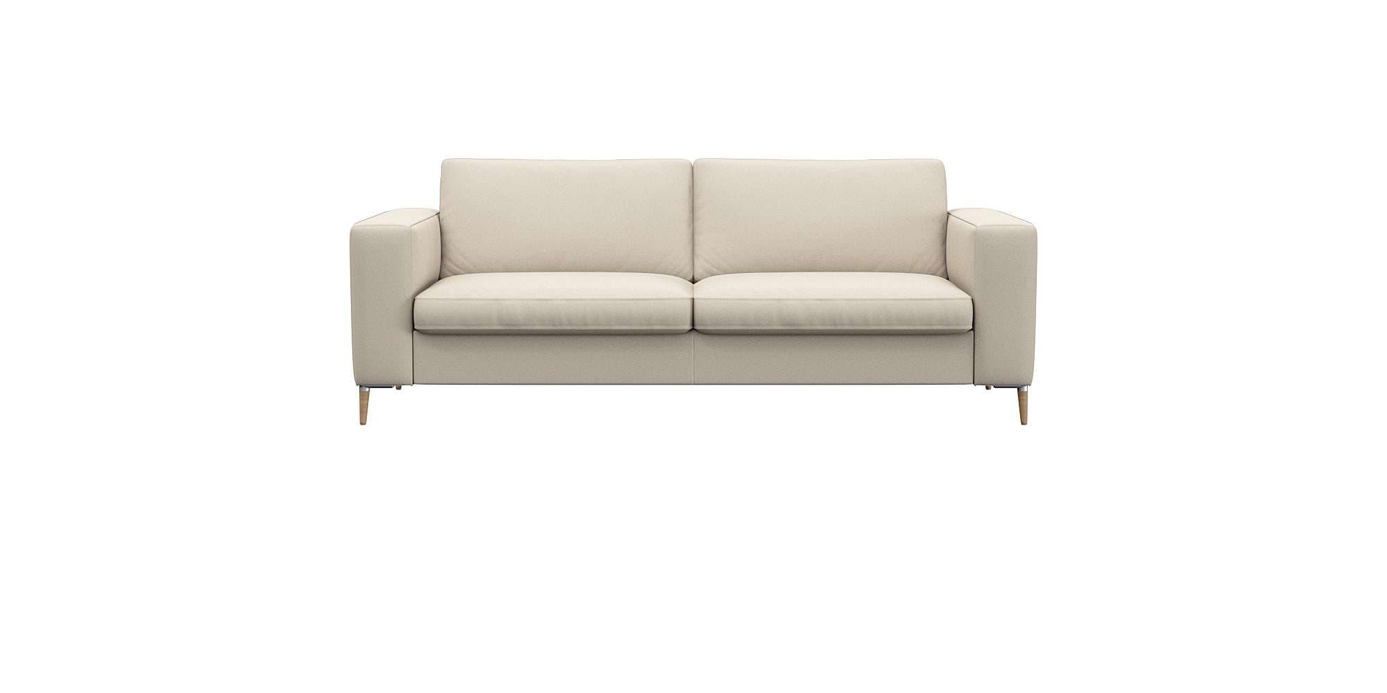 2,5-Sitzer FLEXLUX "Fiore, super Sitzkomfort durch Kaltschaum", weiß (warm weiß), B:196cm H:85cm T:92cm, 100% Echteder, Sofas, 2 5-Sitzer, breite Armlehnen, Füße Alu+ Eiche
