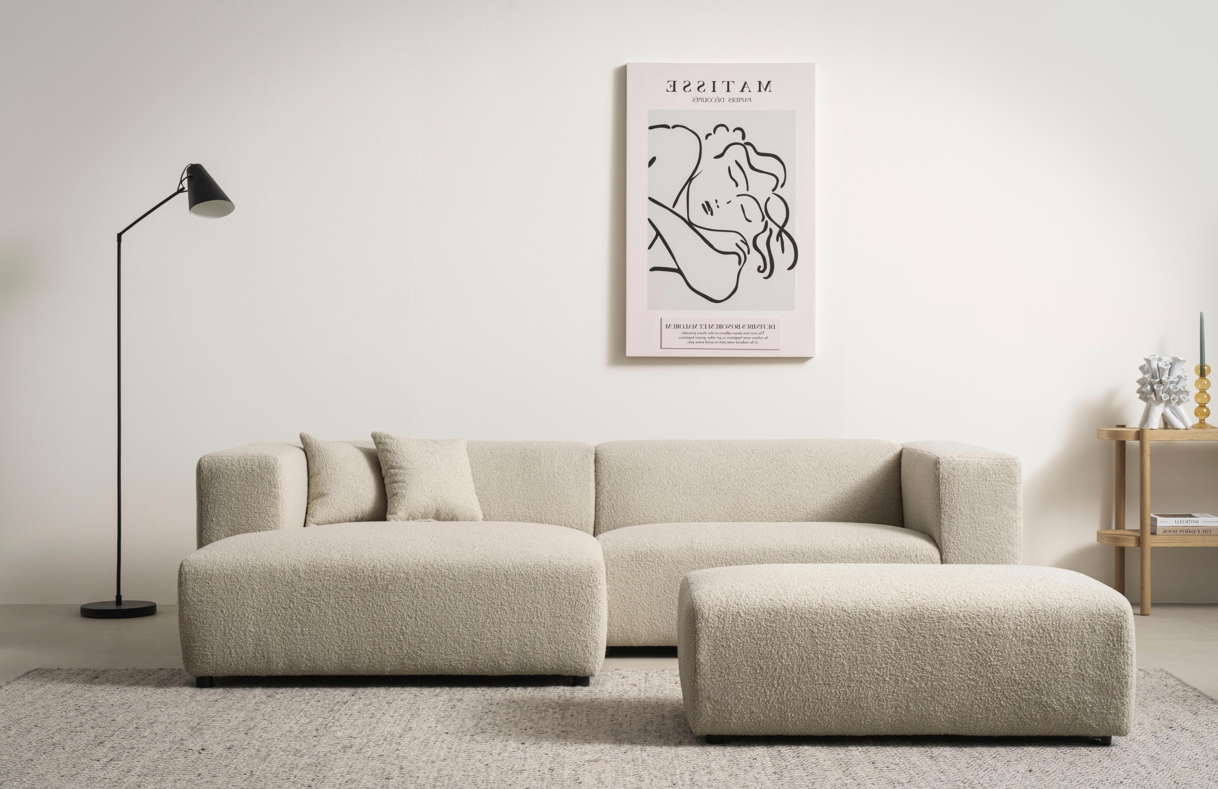 Polsterecke HOME AFFAIRE "BAKELS, Ecksofa-Set mit Hocker, L-Form mit Schlaffunktion", braun (hellbraun), B:267cm H:66cm T:163cm, Sofas, Polsterecke, Ecksofa-Set (incl. Hocker) im trendigen Megacord