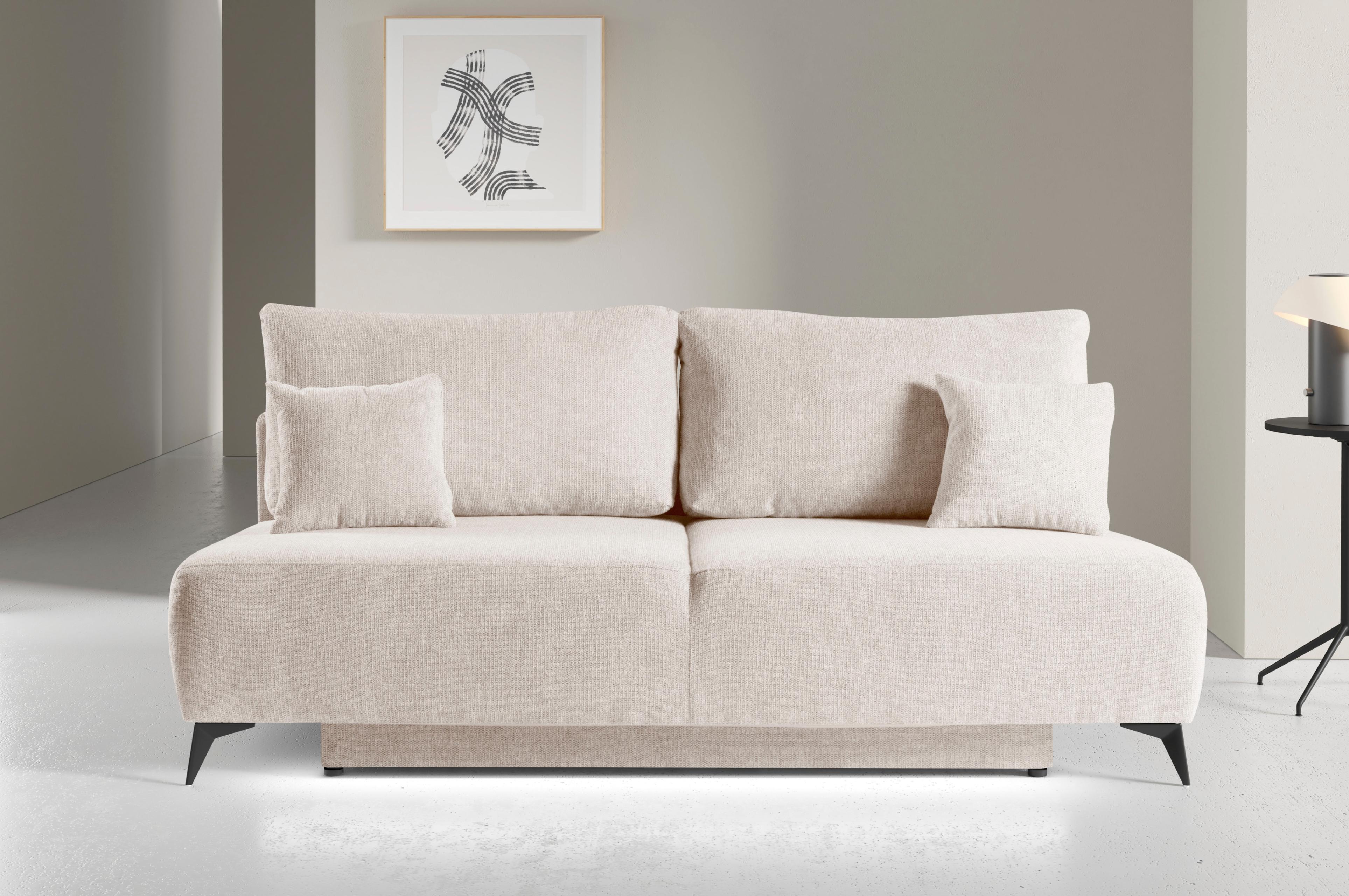 Schlafsofa WERK2 "Valerie mit Komfortsitz- und Liegehöhe, Breite 200cm", beige, B:200cm H:95cm T:105cm, 95% Polyester, 5% Polyamid, Sofas, Schlafsofa, bequemes 2-Sitzer Schlafcouch mit Bettkasten