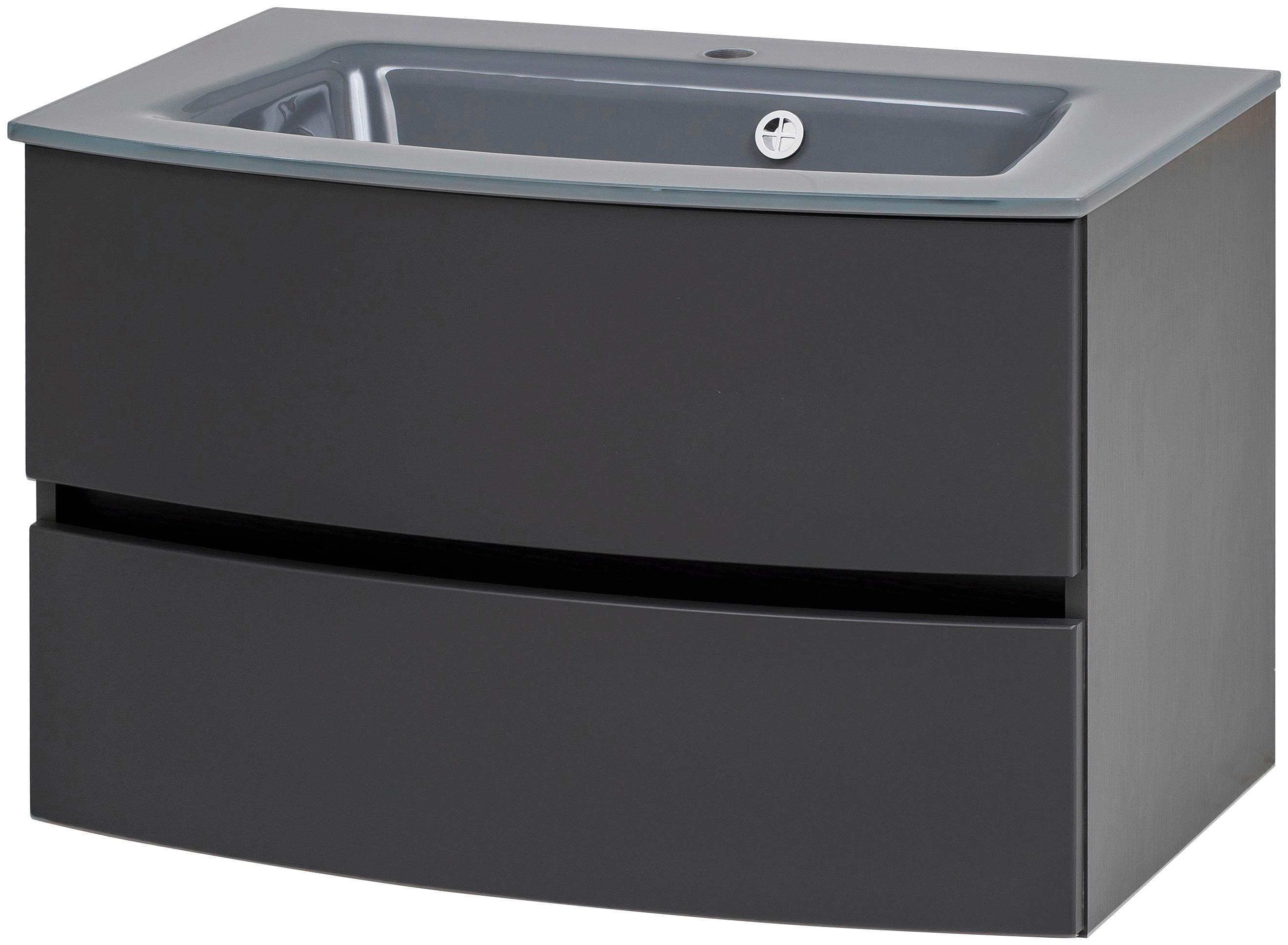Waschtisch WELLTIME "Kaunas", grau (matt grau, grafitgrau, grafitgrau), B:80cm H:56cm T:47cm, Waschtische, Waschtisch, Breite 80 cm, mit Soft-Close Funktion