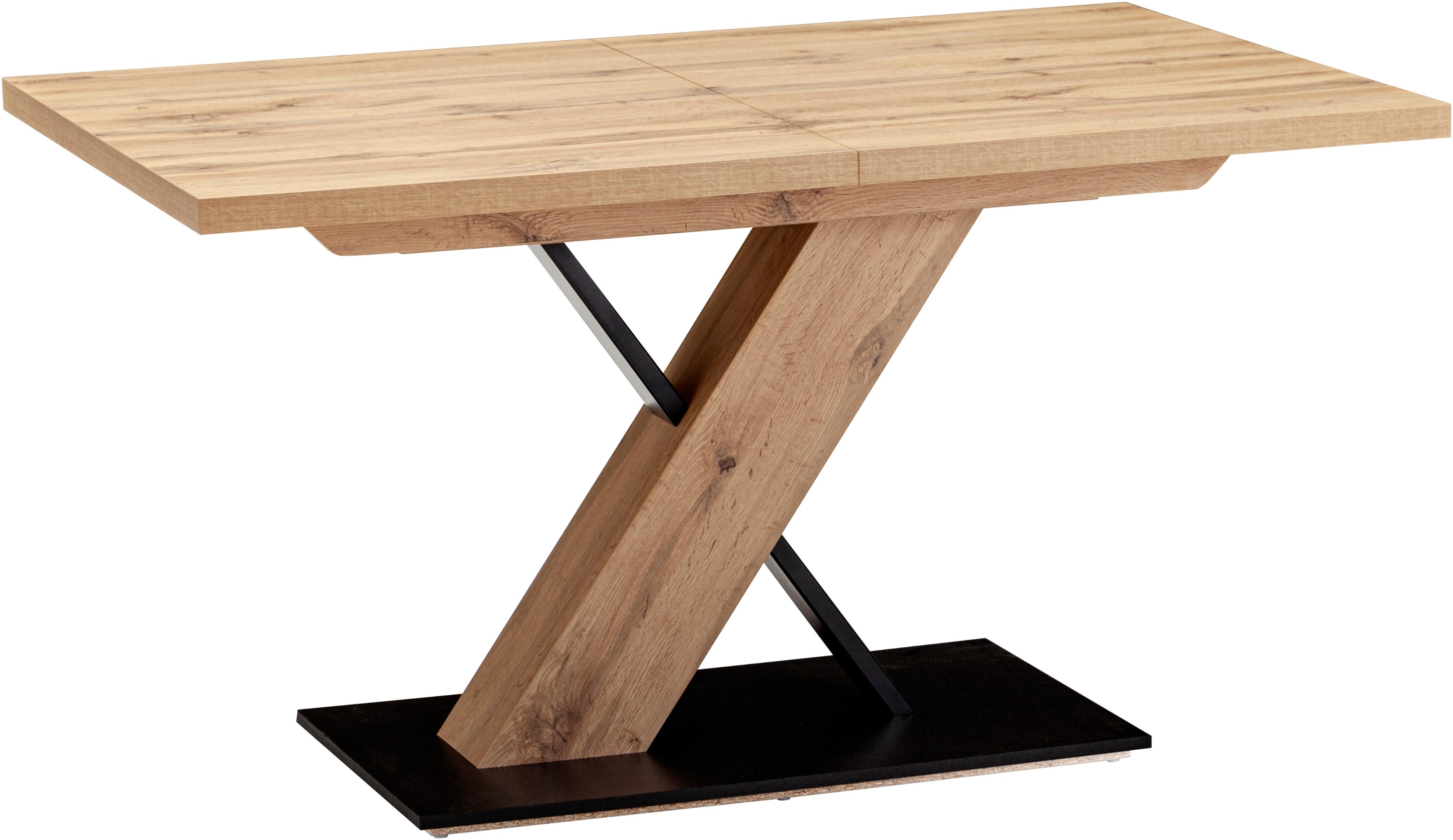 Säulen-Esstisch MASSIVLINE & MORE "SK Kota, Säulentisch, Küchentisch, Tisch, Esstisch", säulengestell,braun, braun, braun, B:138cm H:75cm T:90cm, Tische, Säulen-Esstisch, mit Einlegepatte (40 cm), Platte und Bodenpatte Dekor