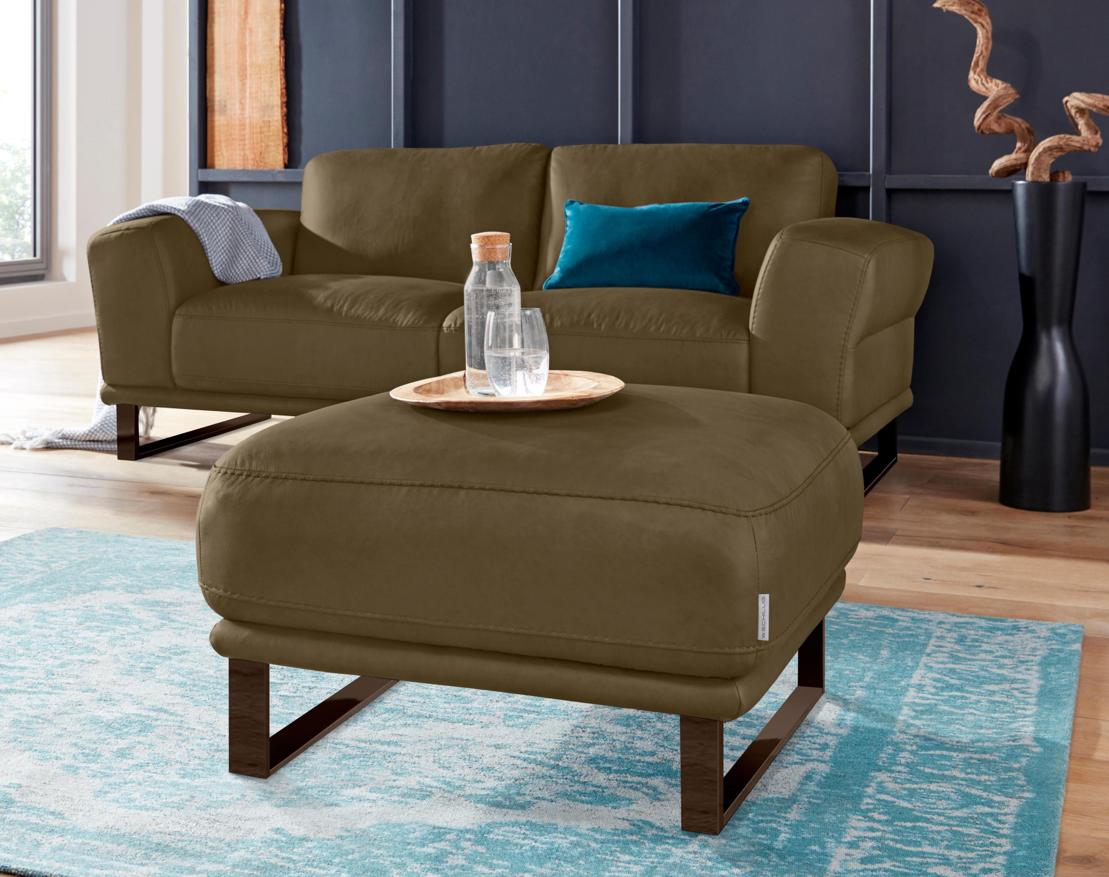 Hocker W.SCHILLIG "montanaa", grün (camouflage z69), B:71cm H:42cm T:71cm, Hocker, Hocker, mit Metallkufen in Bronze pulverbeschichtet, Breite 71 cm