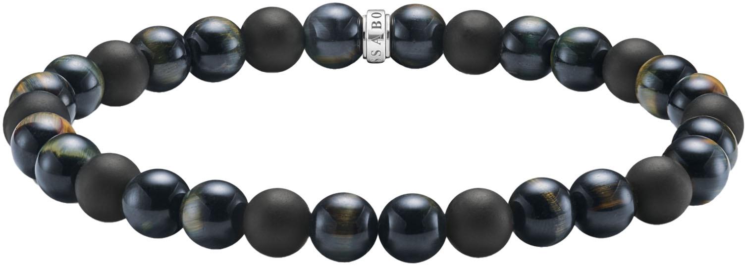 Armband THOMAS SABO "Talisman-Armband mit Beads" Gr. 19, bunt (silberfarben, schwarz, blau, schwarz, blau), Armbänder, Damen, 19, Silber 925 (recycelt), Armband, mit Obsidian, Tigerauge