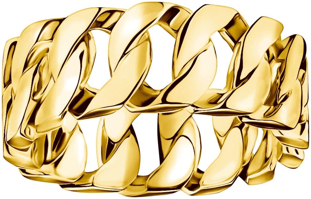 Fingerring THOMAS SABO "Breiter Kettenglieder-Ring" Gr. 66, gold (gelbgoldfarben), Fingerringe, Damen, 66, Silber 925 (recycelt), 8mm, Fingerring