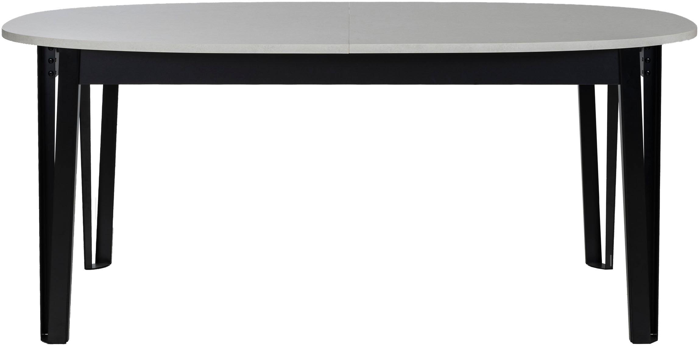 Esstisch GAMI "CRAFT", schwarz (mineral grau, schwarz, mineral grau), B:180cm H:77cm T:100cm, Tische, Esstisch, Ovale Tischplatte mit Erweiterung